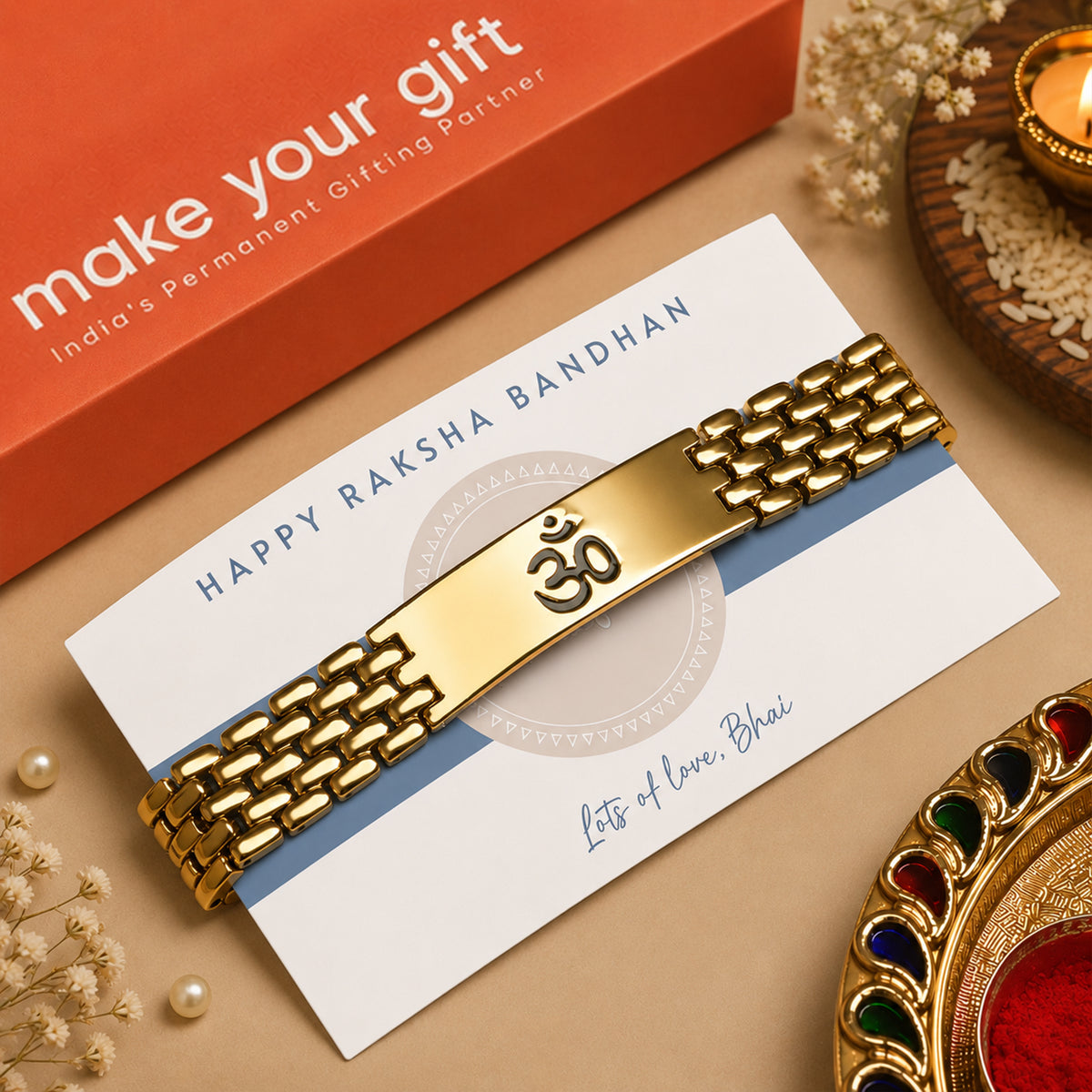 Om Engraved Gold Plated Spiritual Bracelet