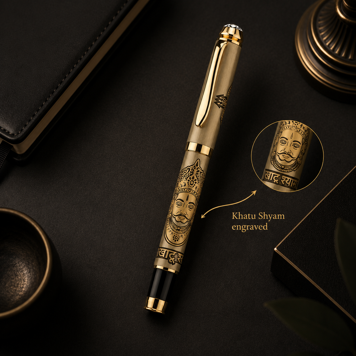 Divine Ink Khatu Shyam Ji Premium Etched Metal Roller Pen