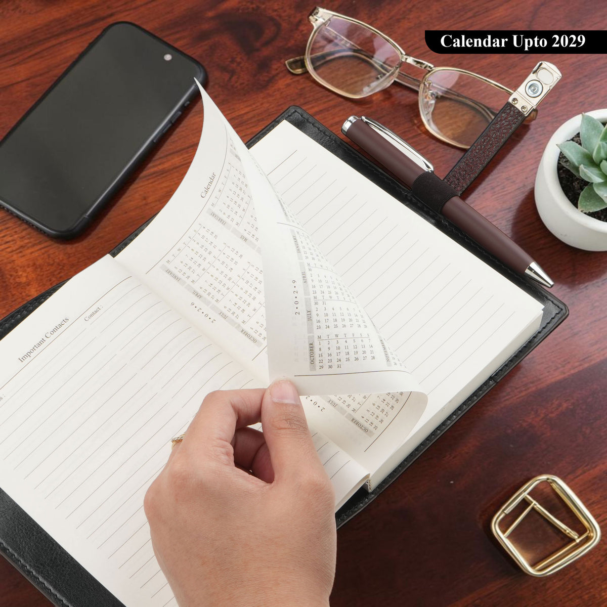 Classic Minimalist Leather A5 Diary & Pen Gift Set