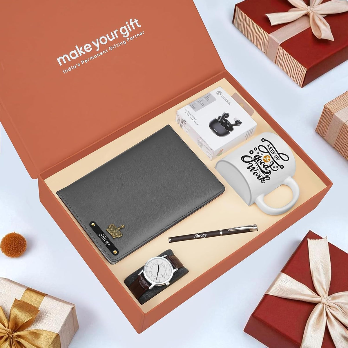 Personalized Diary Pen Earbuds Watch & Mug Gift Hamper