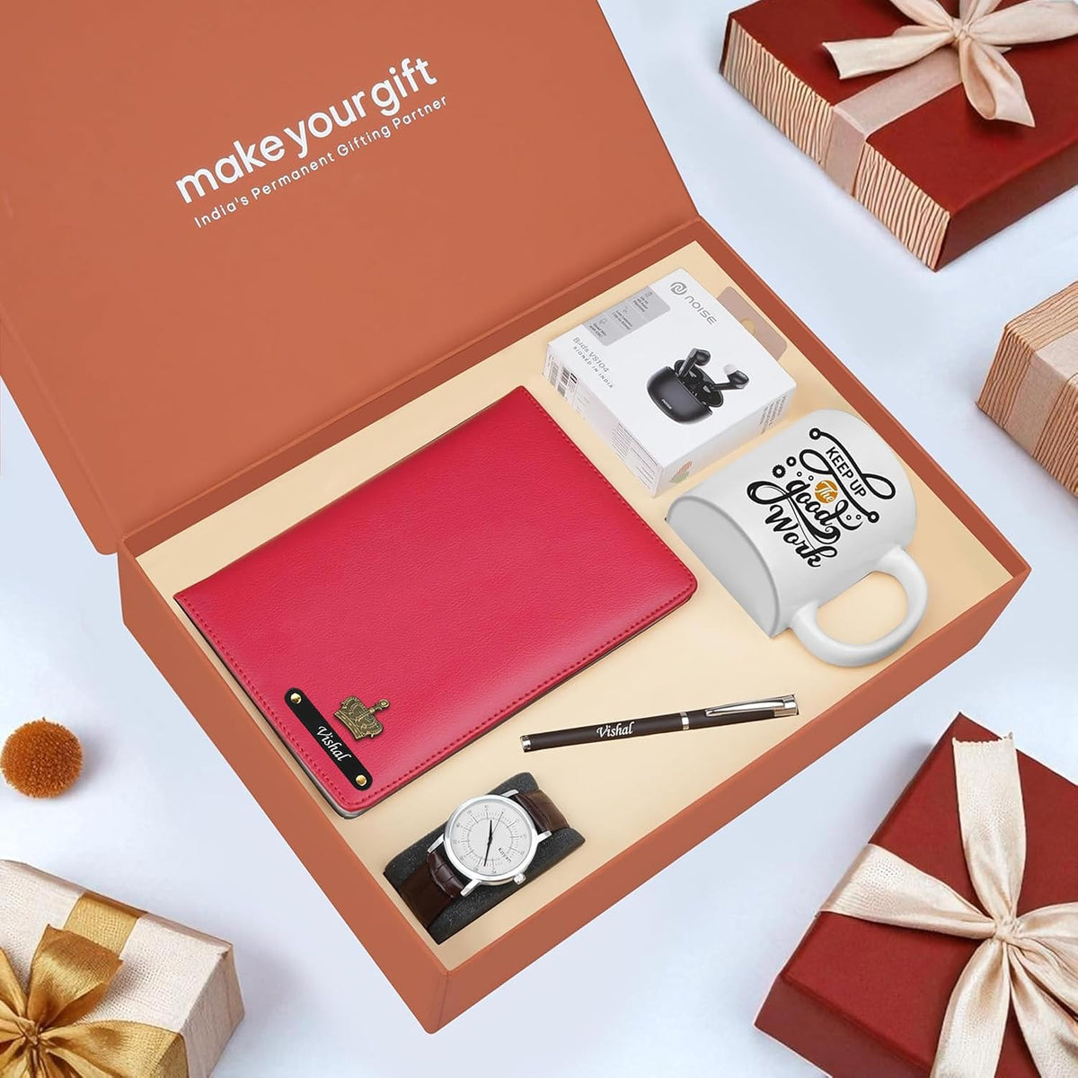 Personalized Diary Pen Earbuds Watch & Mug Gift Hamper
