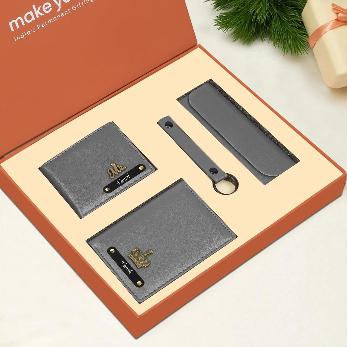 Personalized Wallet Keychain Eyewear Case & Passport Cover Gift Hamper