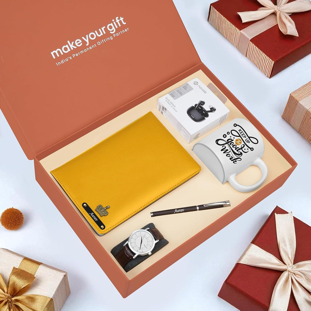 Personalized Diary Pen Earbuds Watch & Mug Gift Hamper