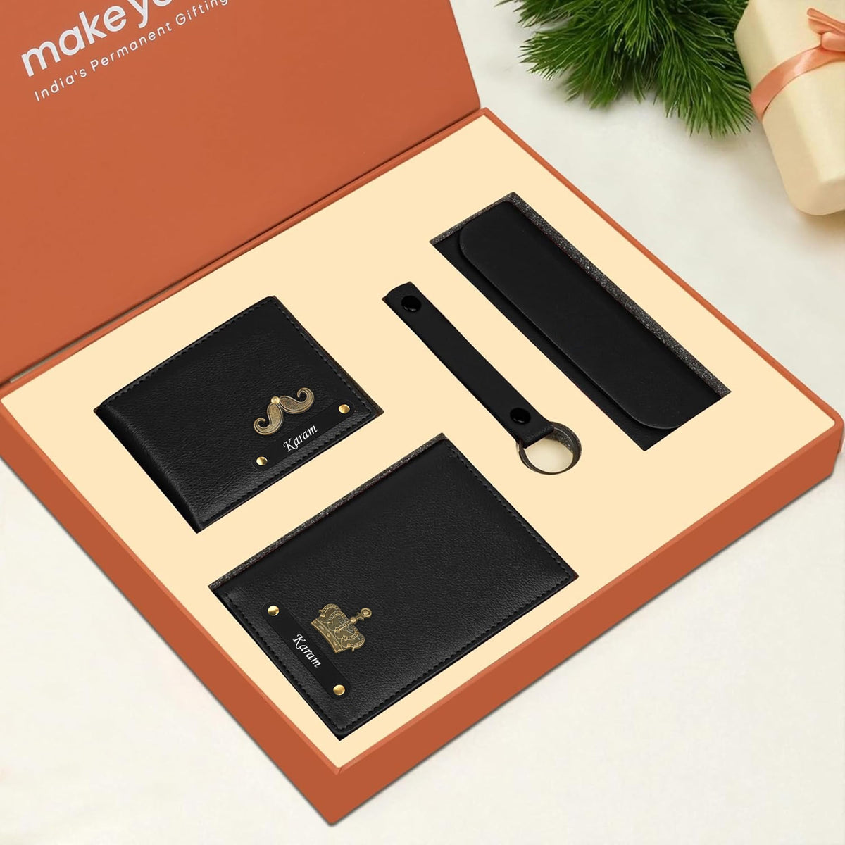 Personalized Wallet Keychain Eyewear Case & Passport Cover Gift Hamper