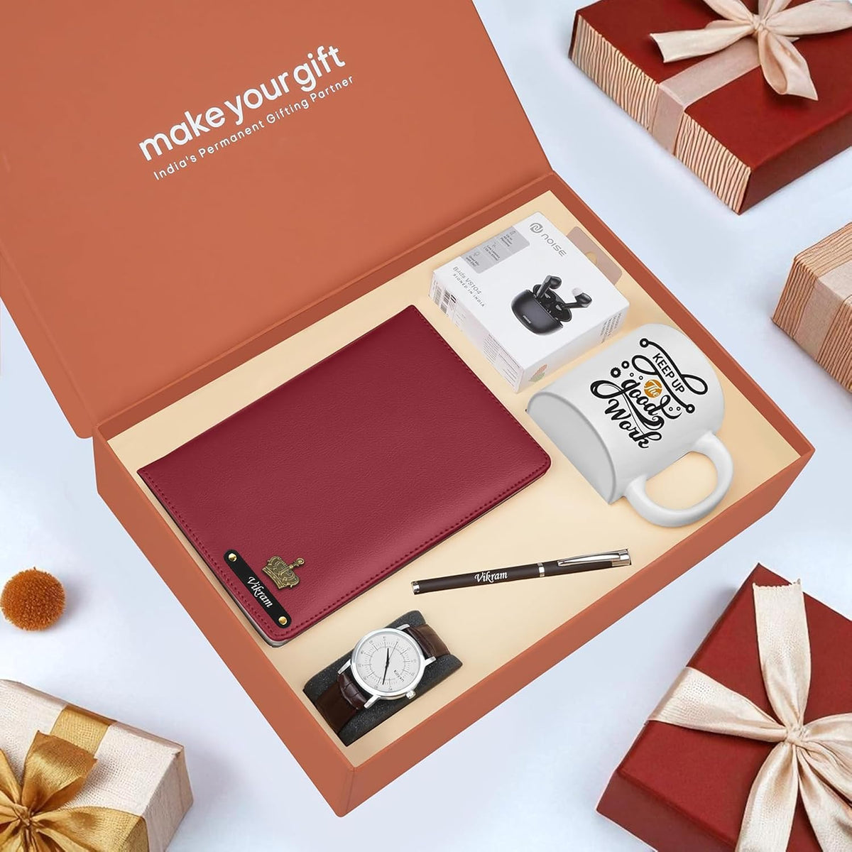 Personalized Diary Pen Earbuds Watch & Mug Gift Hamper