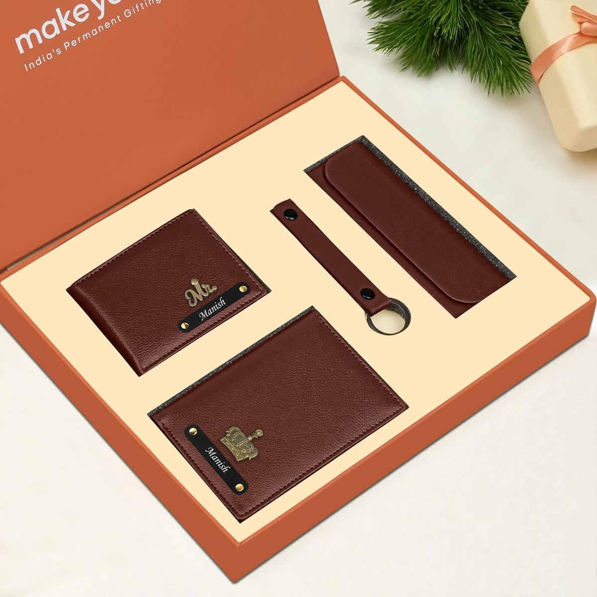 Personalized Wallet Keychain Eyewear Case & Passport Cover Gift Hamper