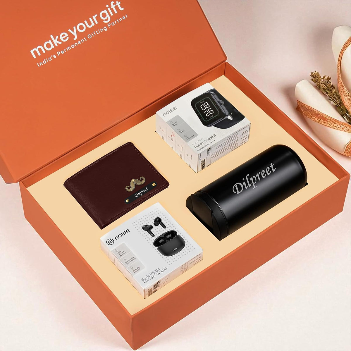 Personalized Wallet Smart Watch Earbuds & Tumbler Gift Hamper