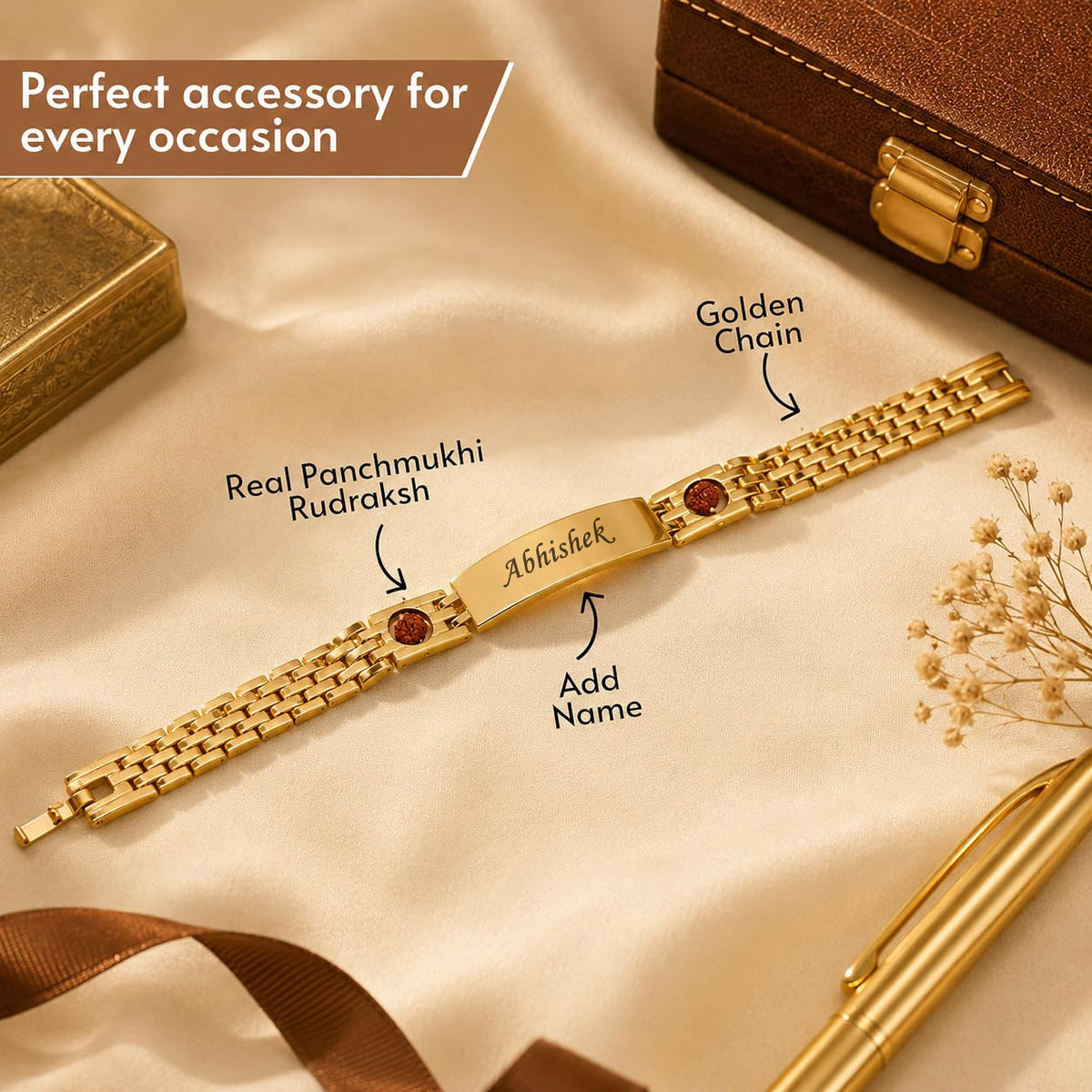 Personalized Rudraksh Name Bracelet With Gift Box