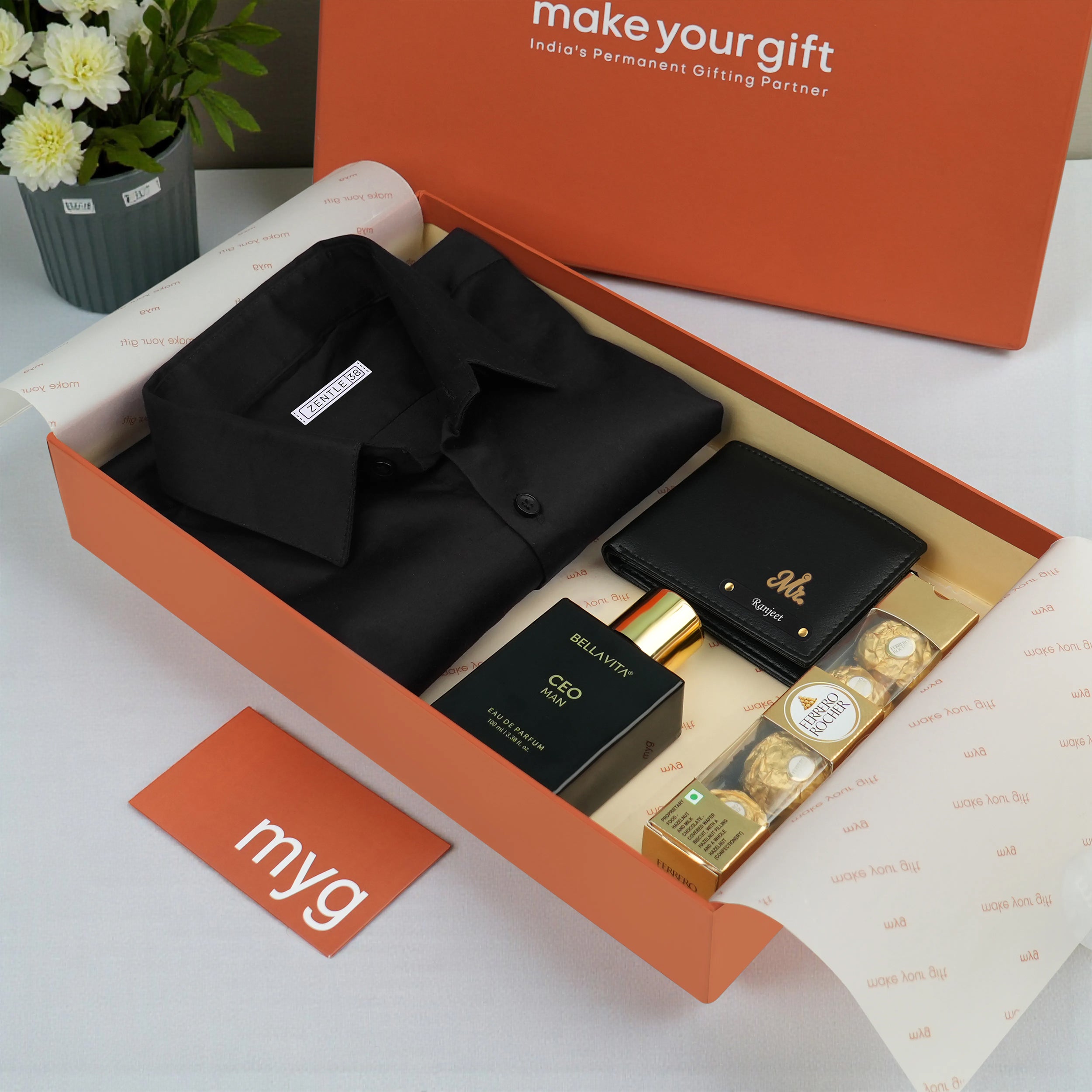Personalized Wallet Shirt Perfume & Chocolate Gift Hamper
