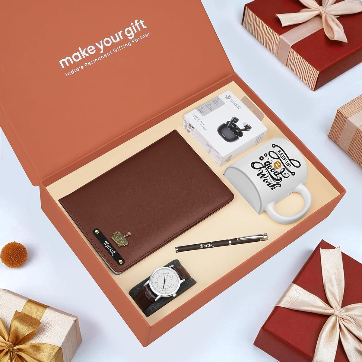 Personalized Diary Pen Earbuds Watch & Mug Gift Hamper
