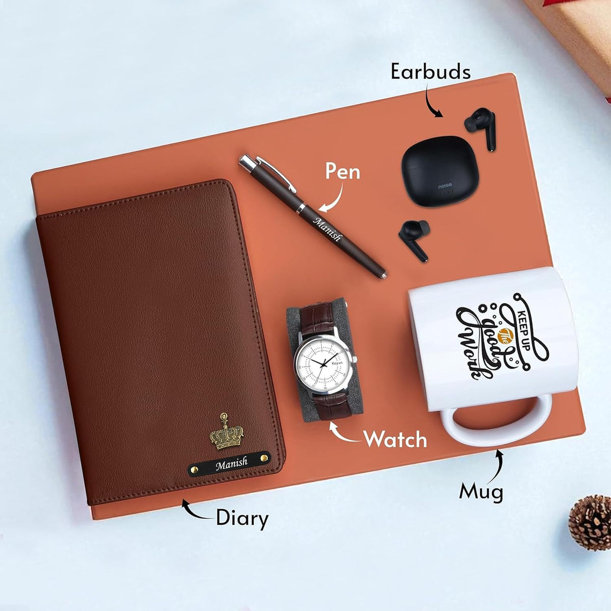 Personalized Diary Pen Earbuds Watch & Mug Gift Hamper