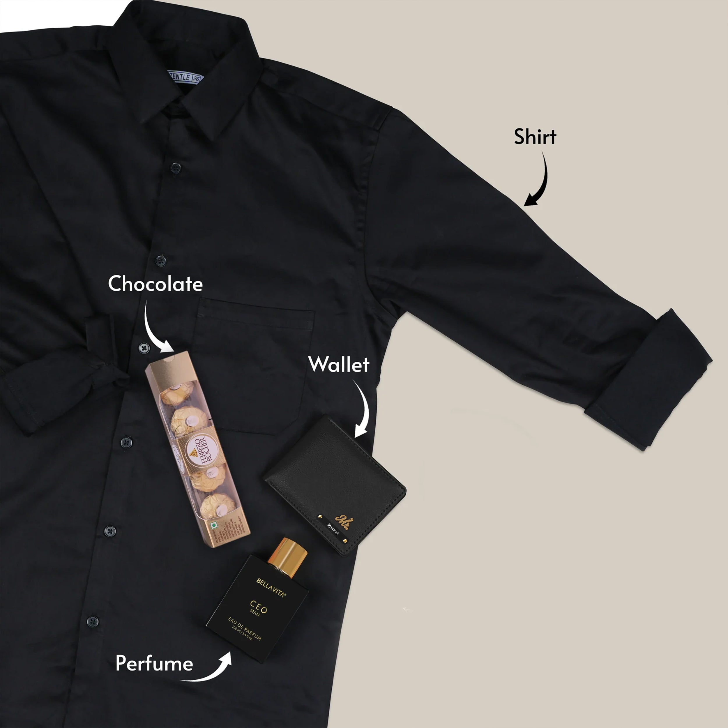 Personalized Wallet Shirt Perfume & Chocolate Gift Hamper