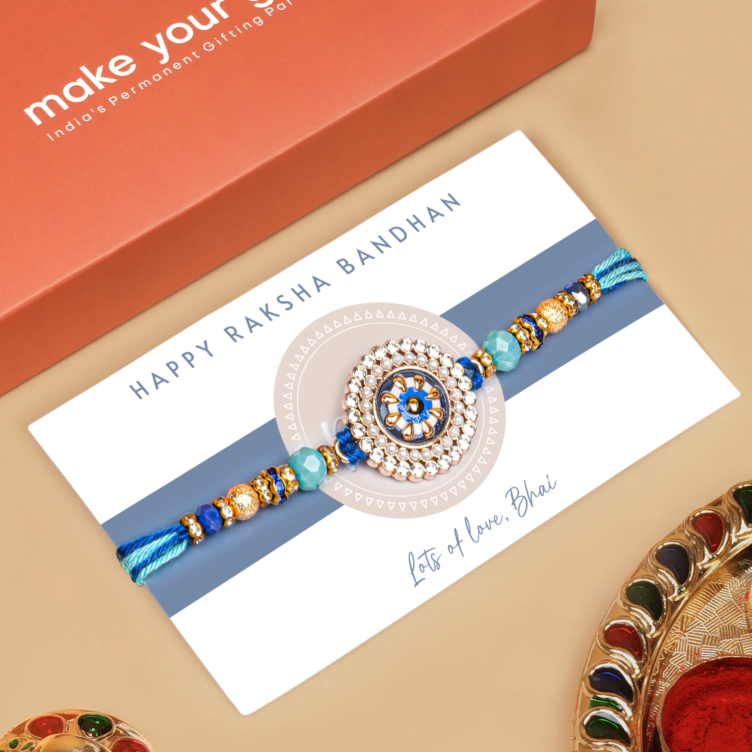 Handcrafted Neel Ratna Studded Rakhi