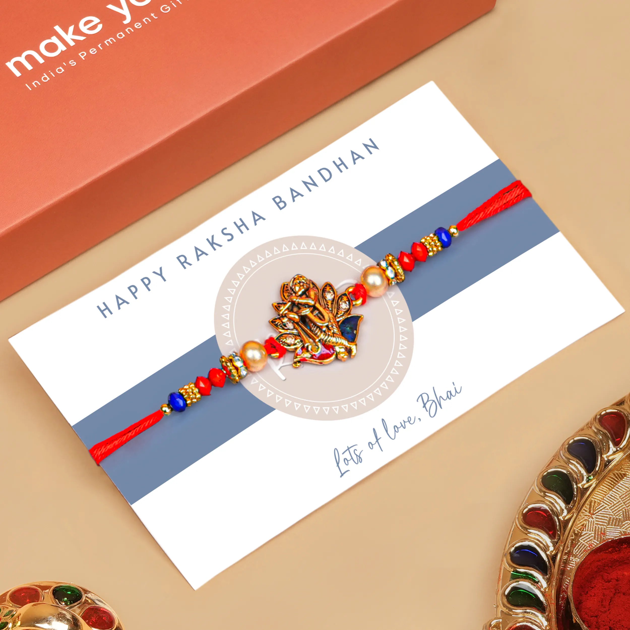 Handcrafted Shree Krishna Divine Beads Rakhi