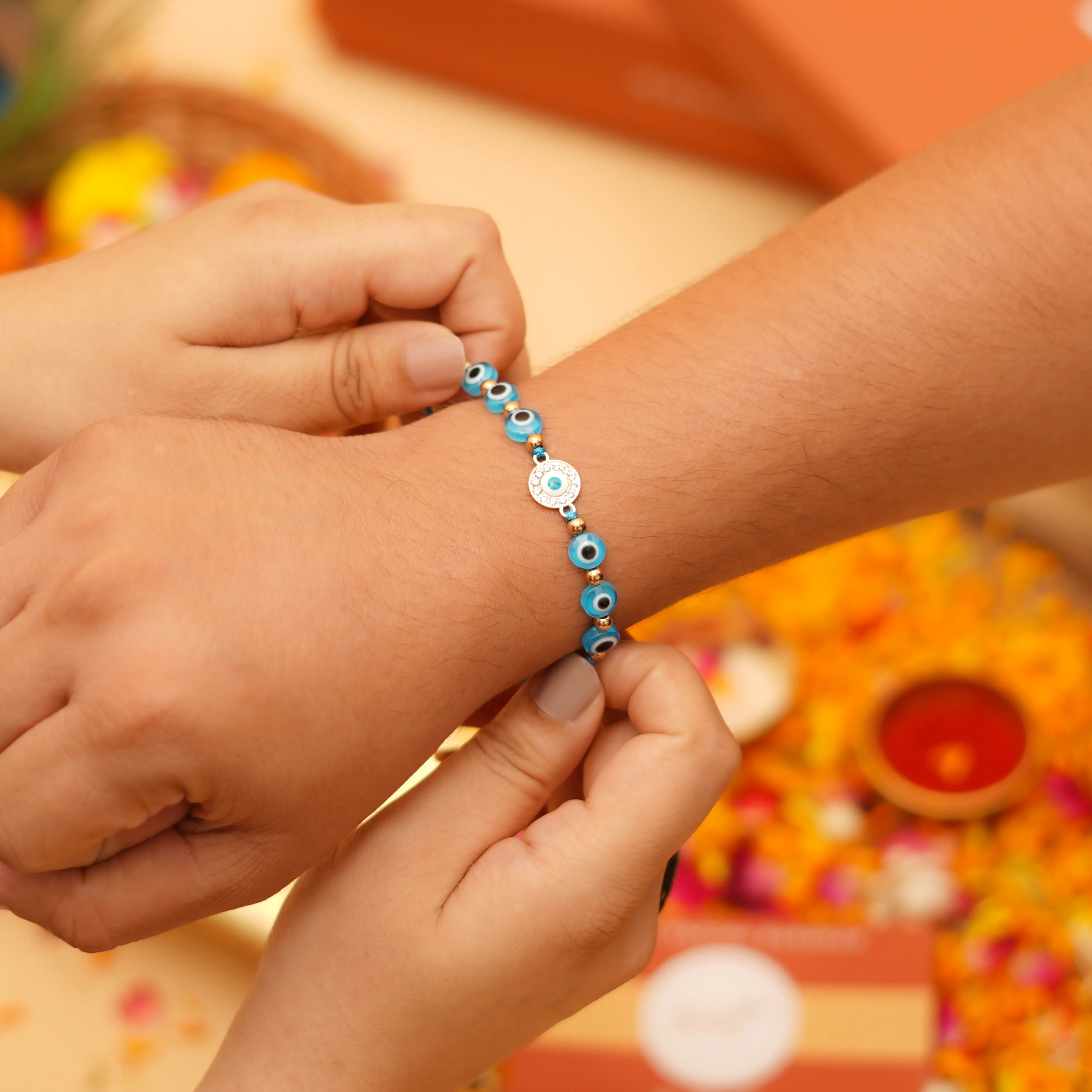 Handcrafted Drishti Kavach Studded Rakhi