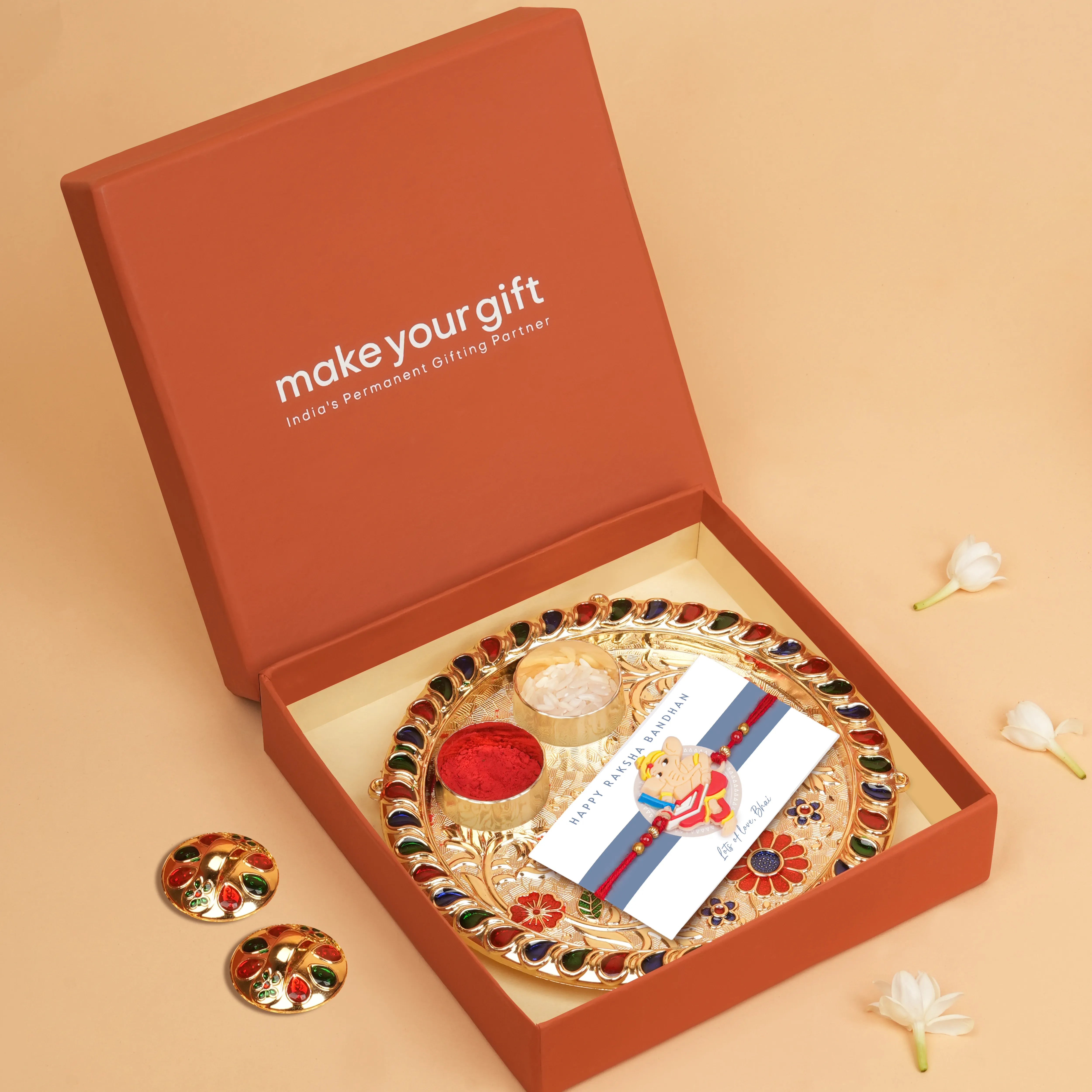 Handcrafted My Friend Ganesha Kids Rakhi With Roli Chawal Thali