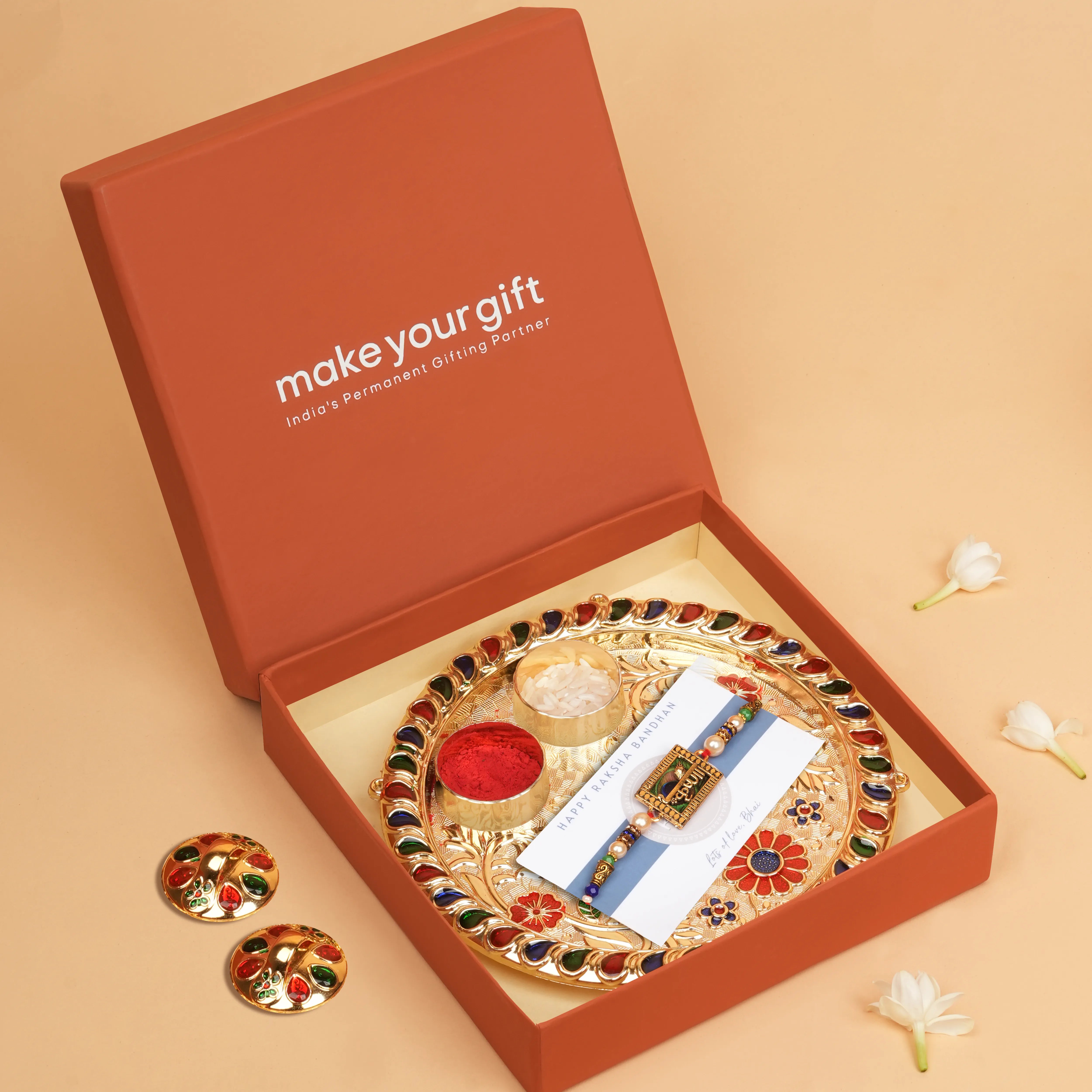 Handcrafted Lord Krishna Flute Rakhi With Roli Chawal