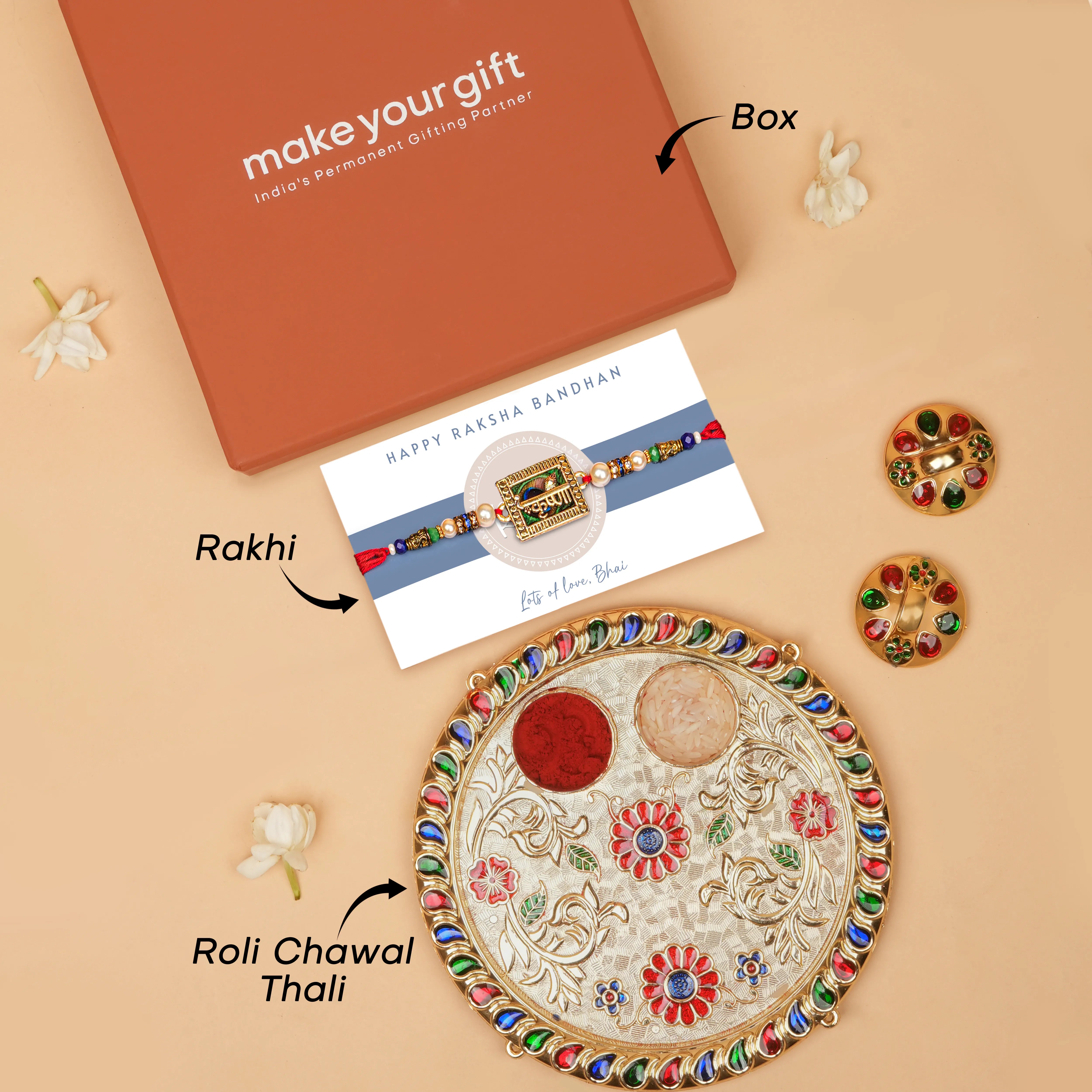 Handcrafted Lord Krishna Flute Rakhi With Roli Chawal