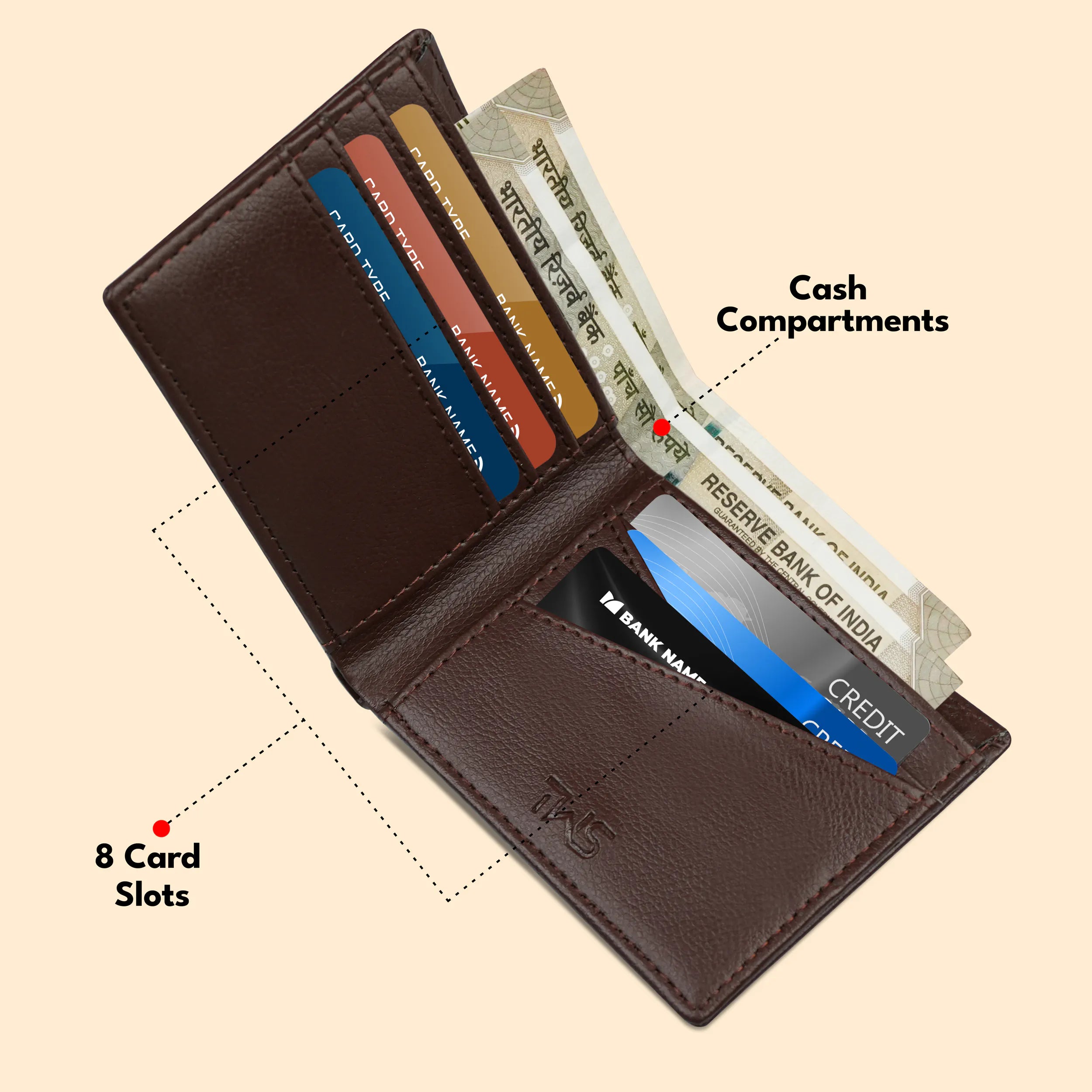 Leather Wallet & Personalized Bracelet Name Rakhi Hamper