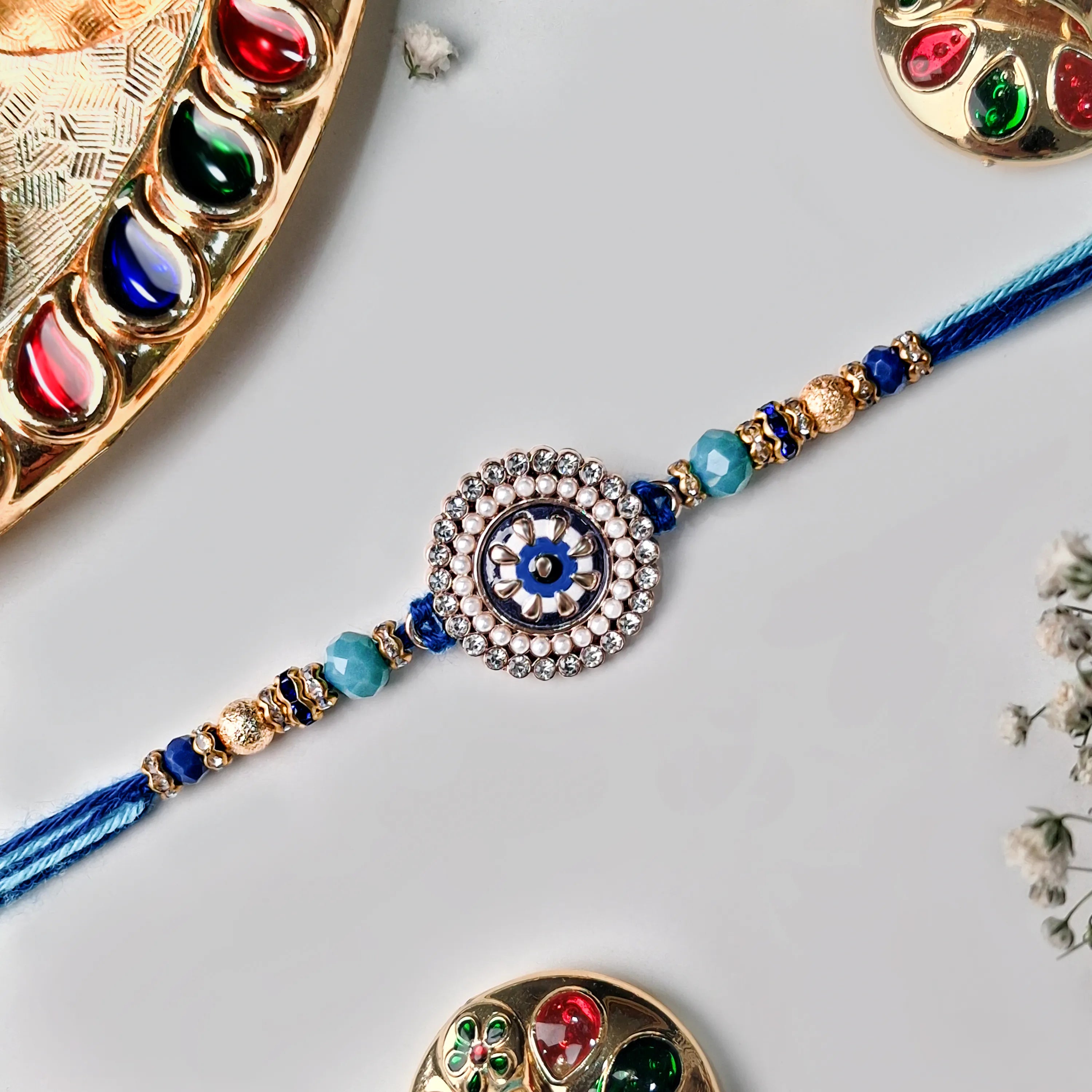 Handcrafted Neel Ratna Studded Rakhi