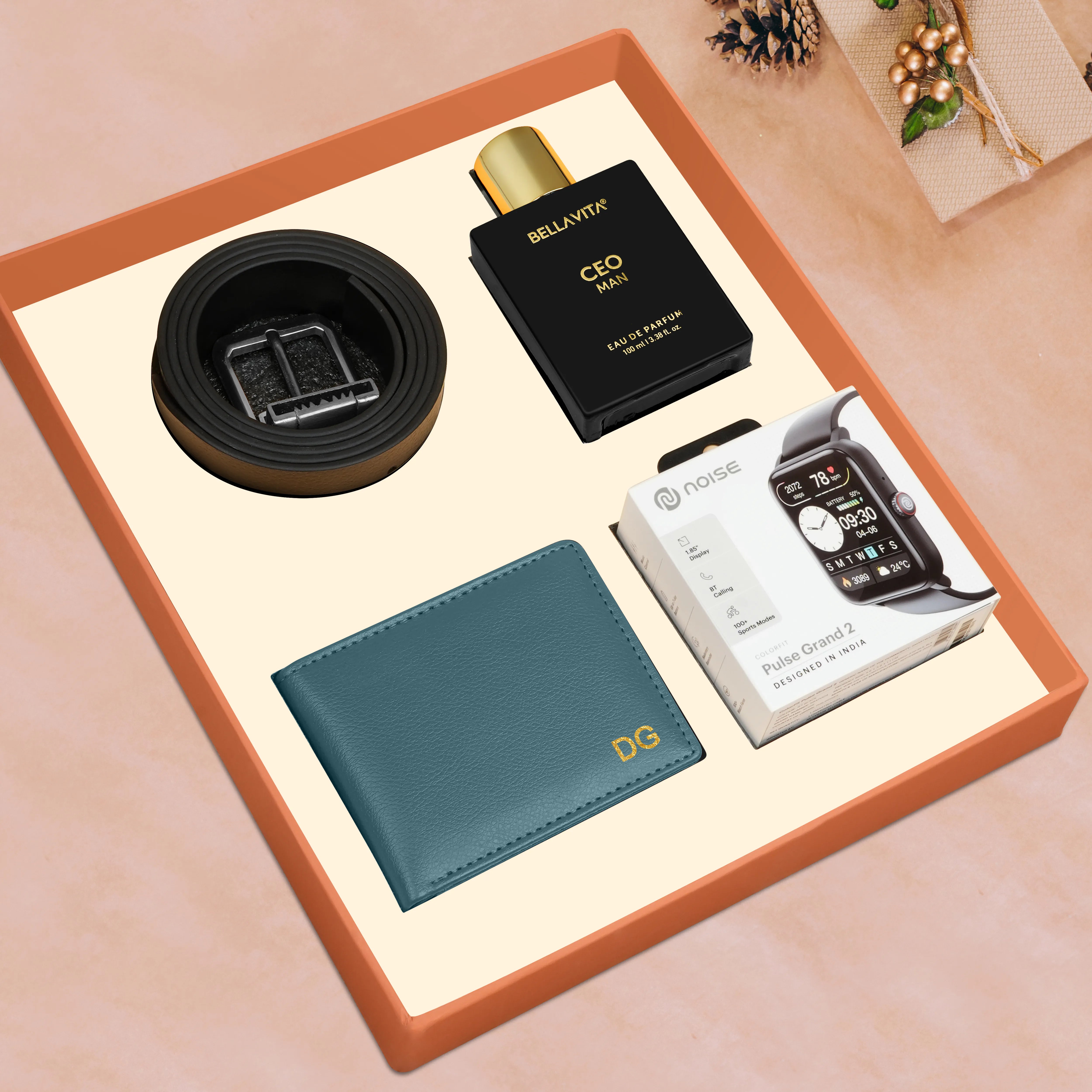 Wallet Belt Perfume And Smartwatch Gift Hamper