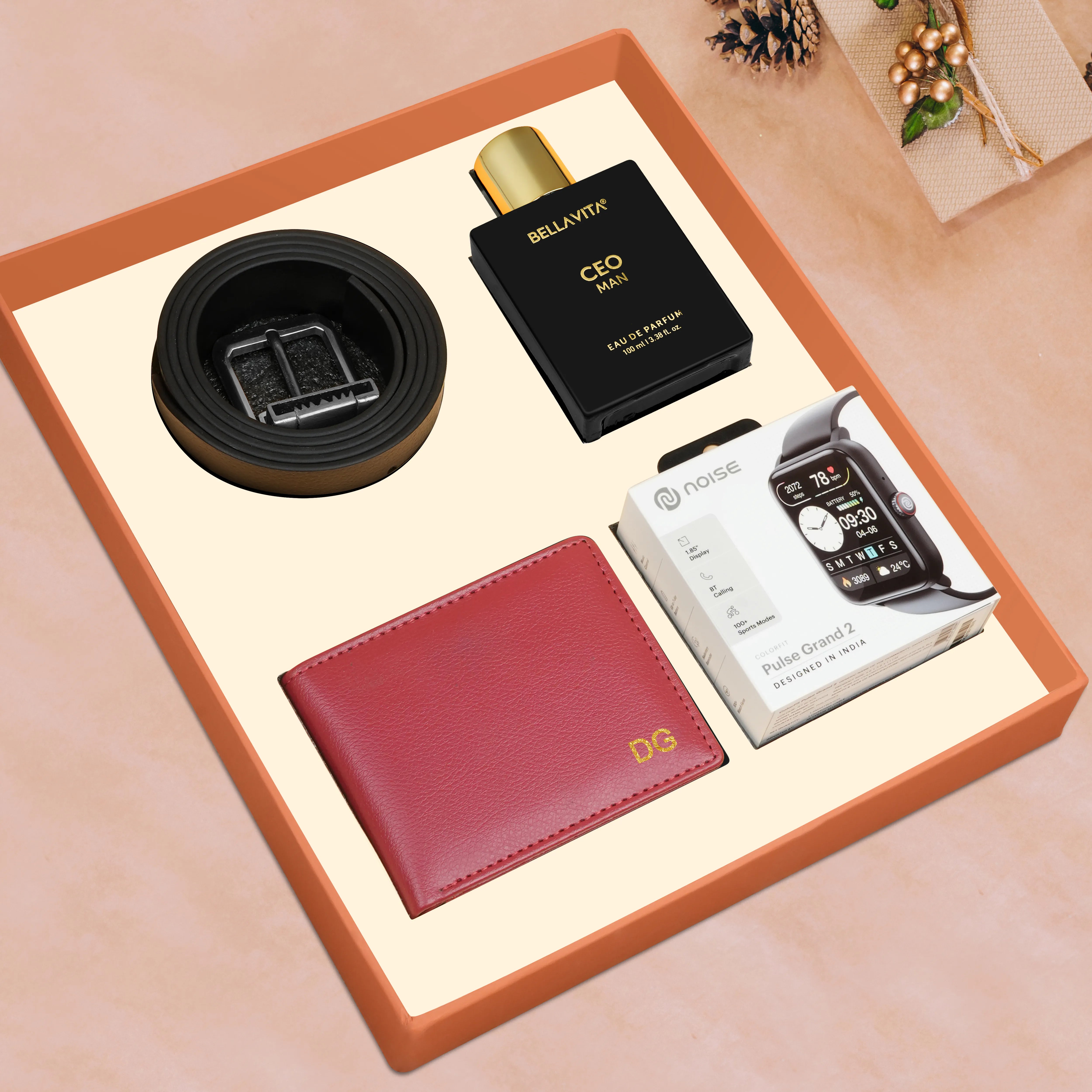 Wallet Belt Perfume And Smartwatch Gift Hamper