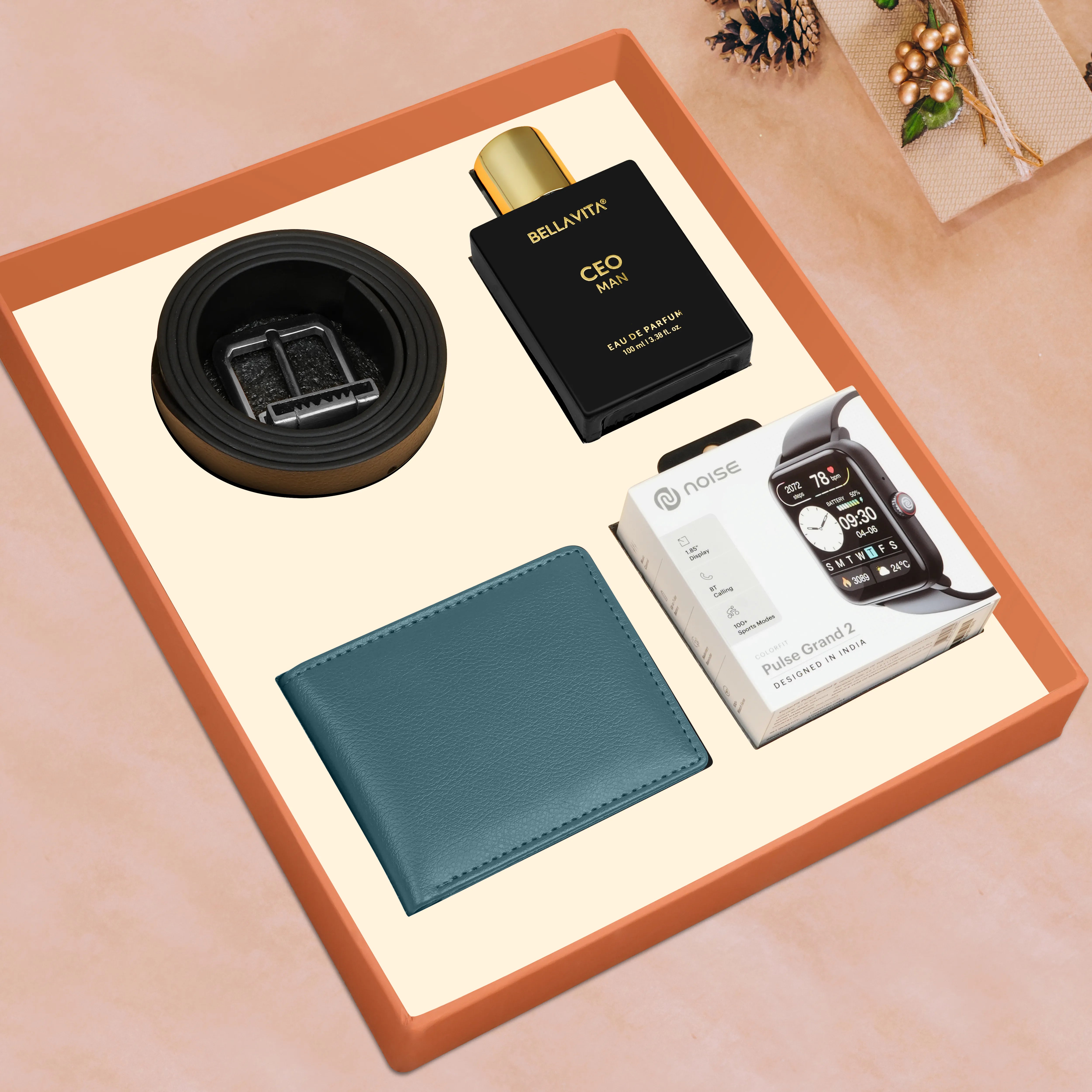 Wallet Belt Perfume And Smartwatch Gift Hamper