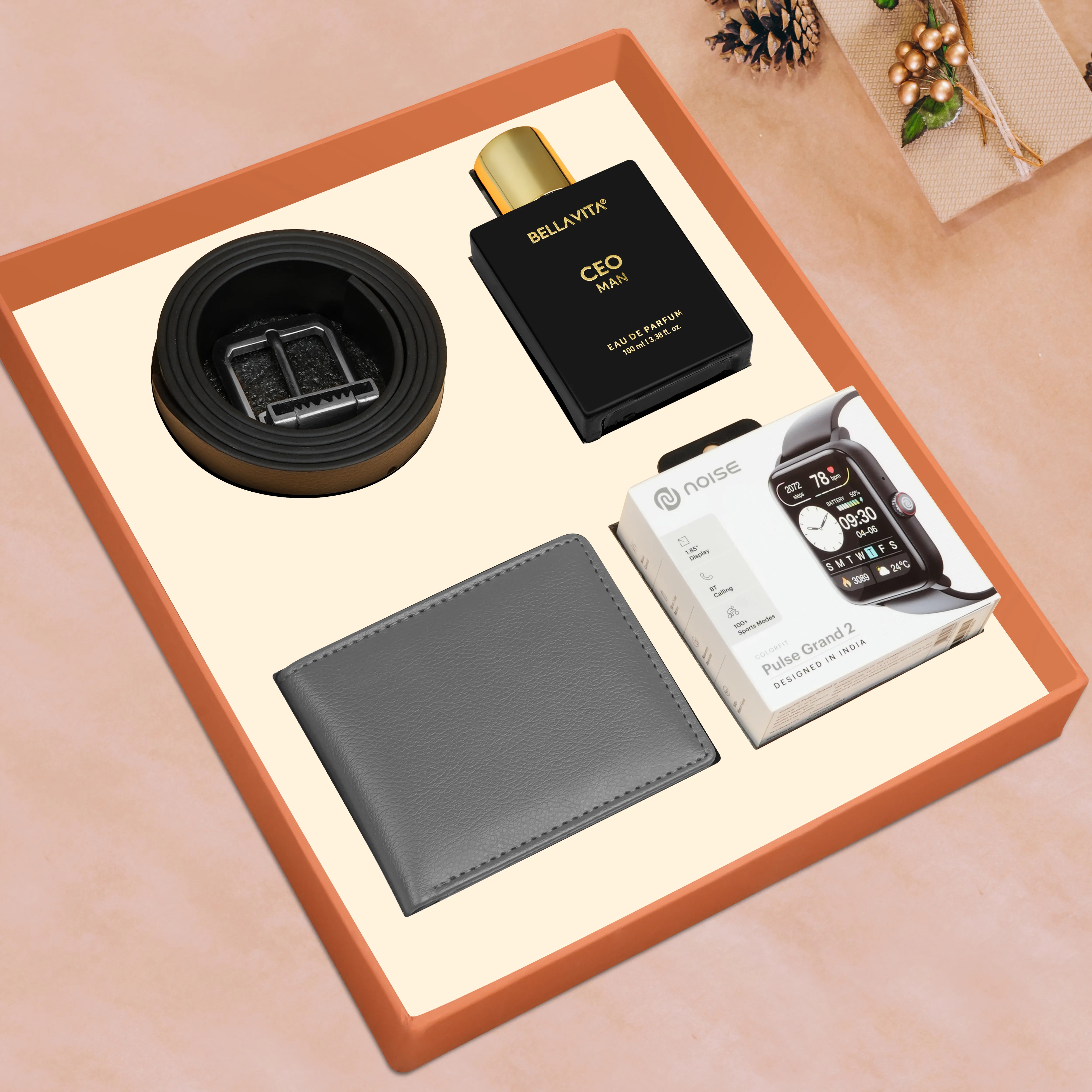 Wallet Belt Perfume And Smartwatch Gift Hamper