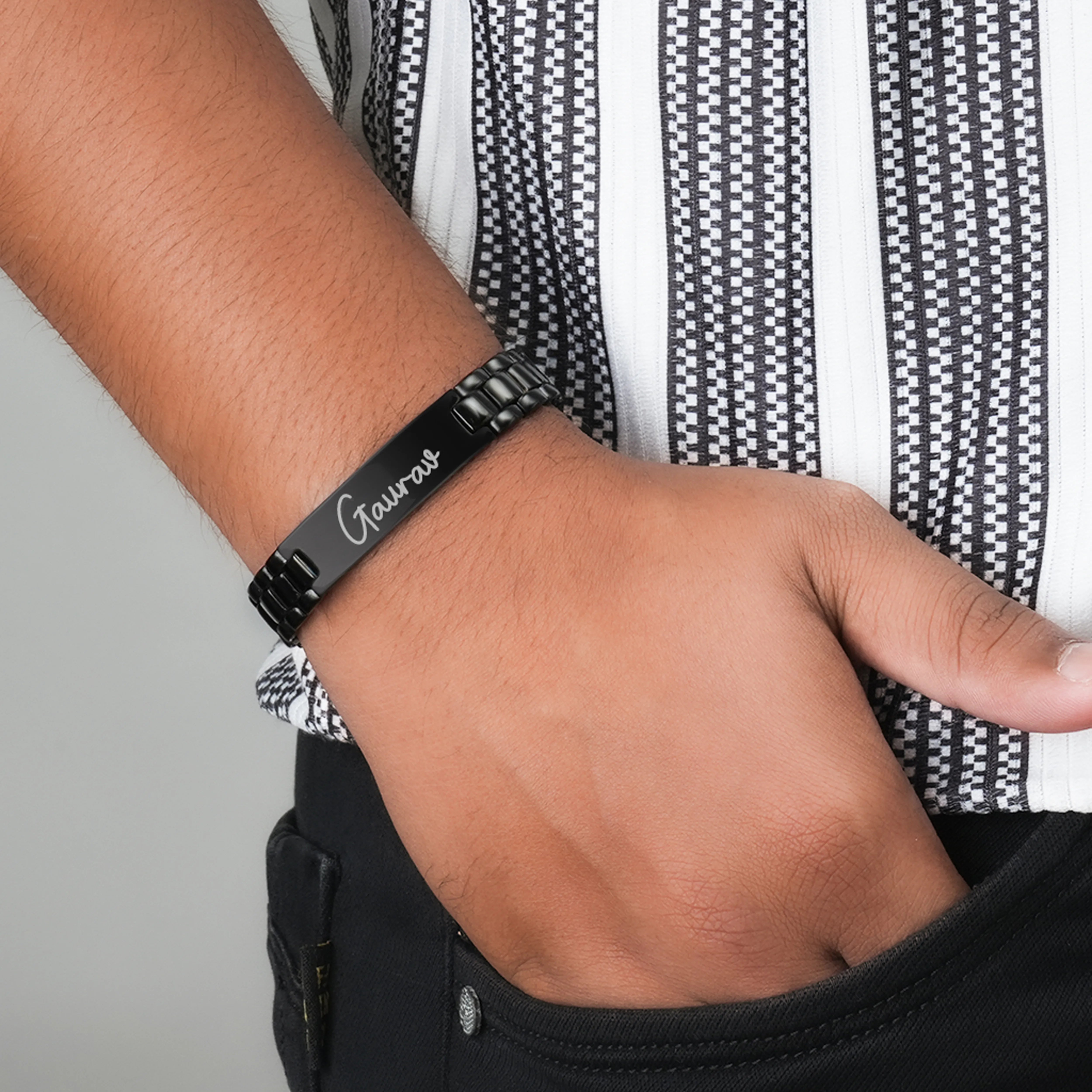Personalized Wrist Mark Metal Bracelet For Men