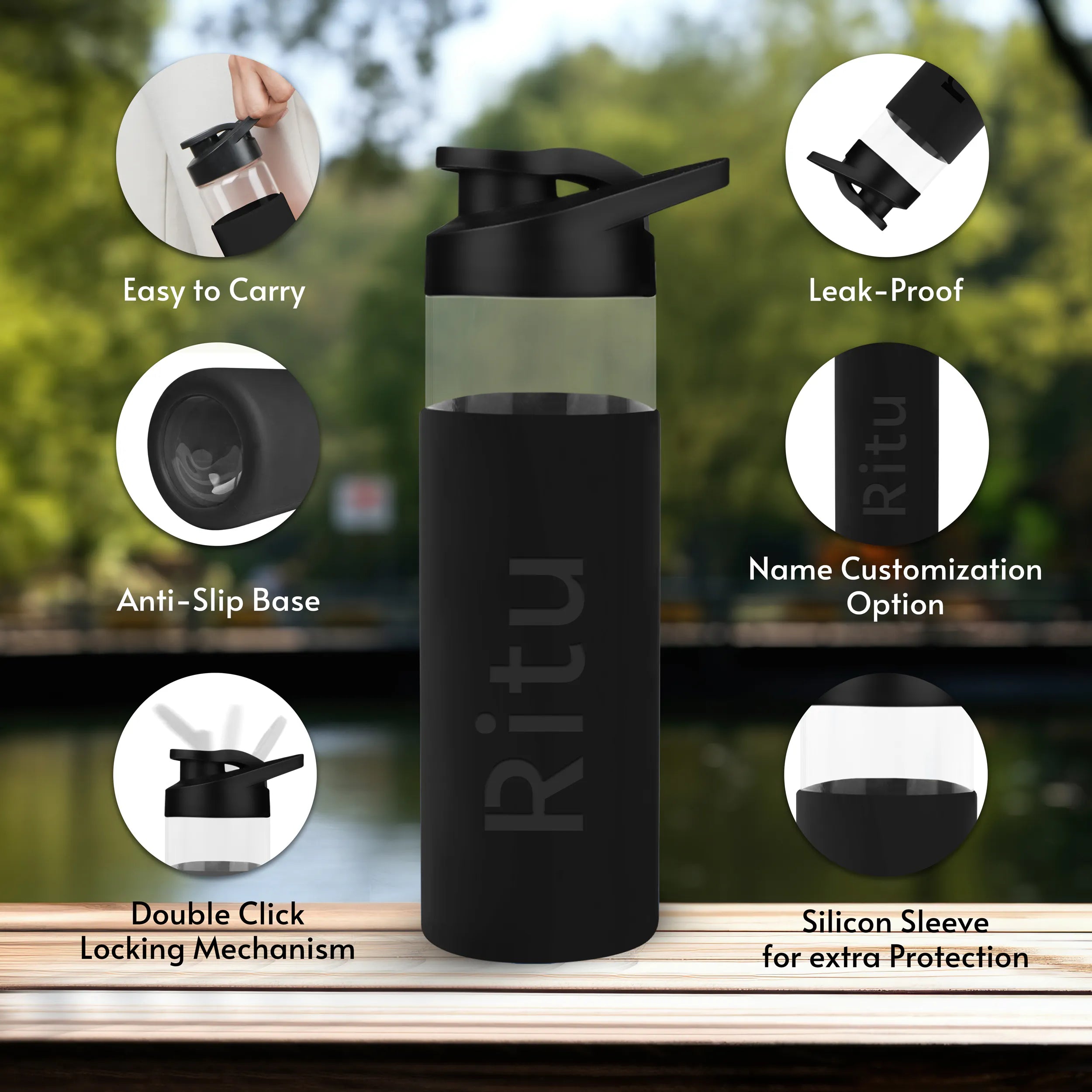 Personalized Pure Wrap Borosilicate Sipper Bottle - 550ML