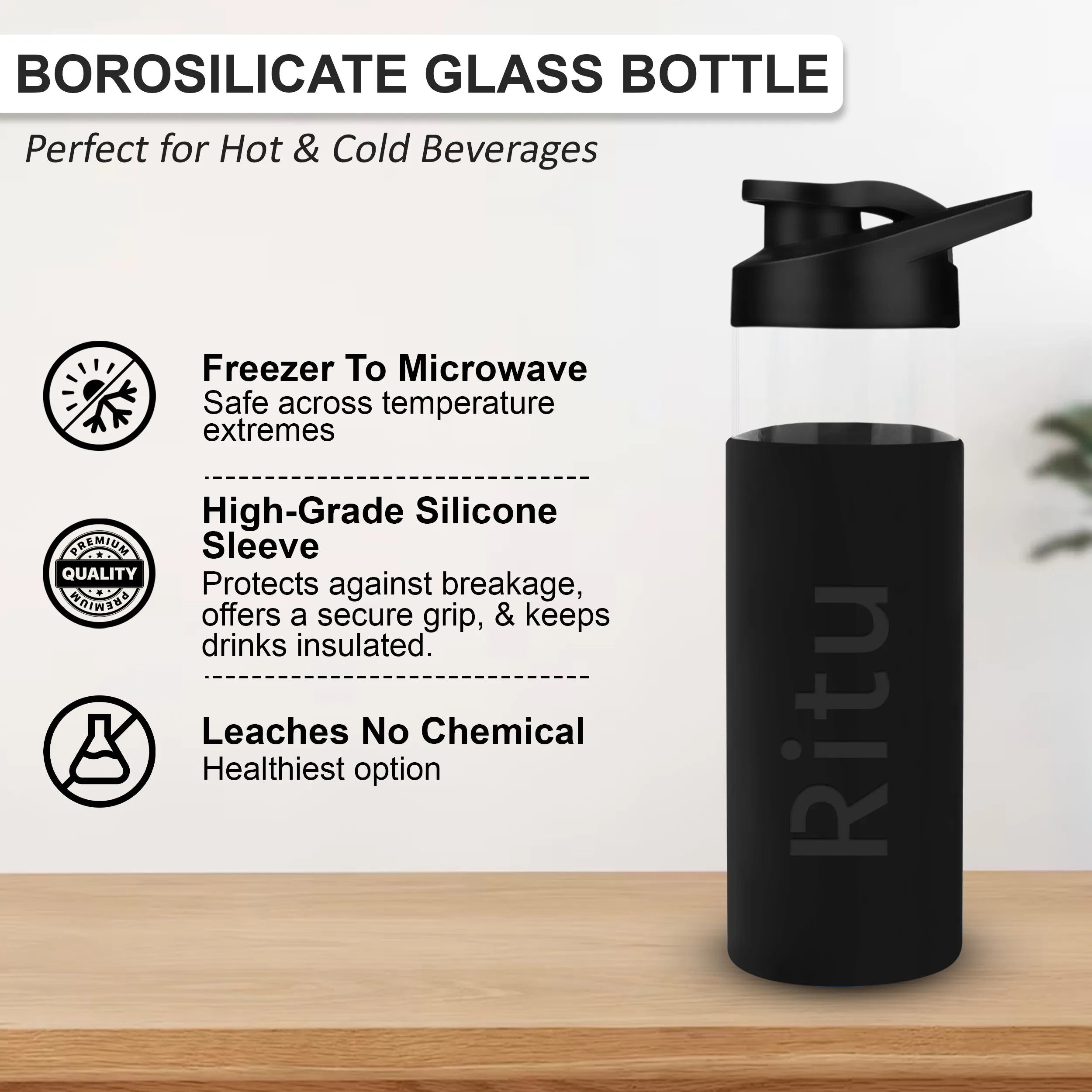 Personalized Pure Wrap Borosilicate Sipper Bottle - 550ML
