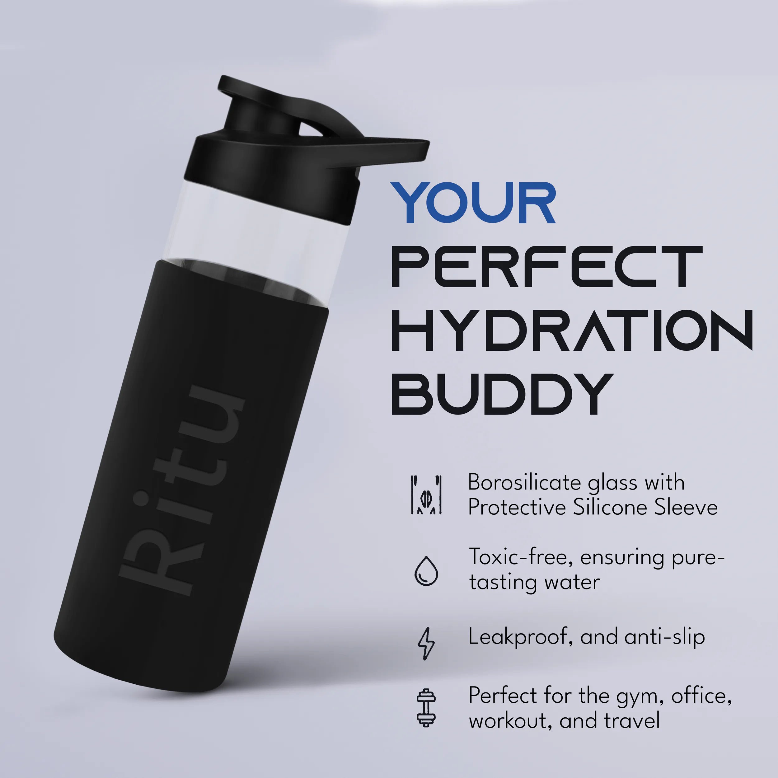 Personalized Pure Wrap Borosilicate Sipper Bottle - 550ML