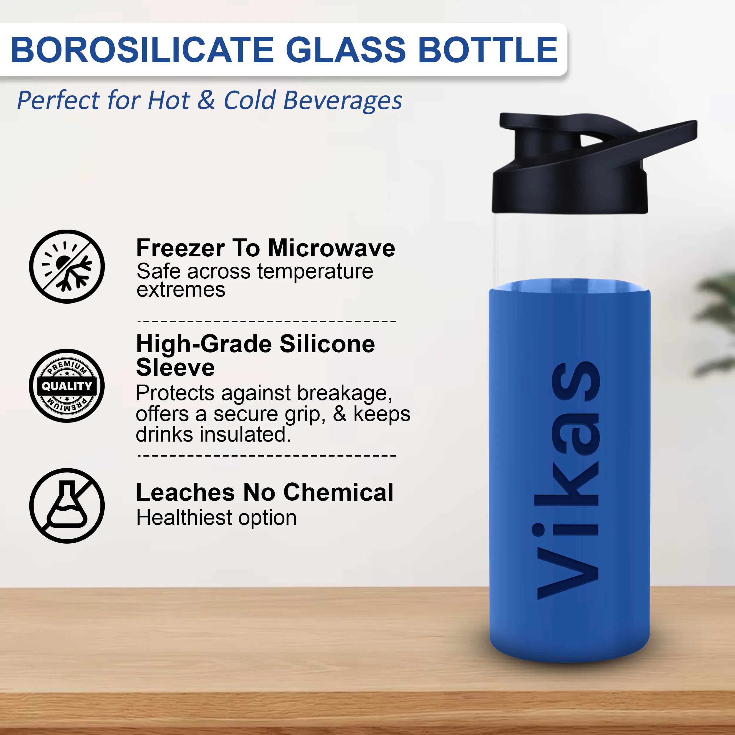Personalized Pure Wrap Borosilicate Sipper Bottle - 550ML