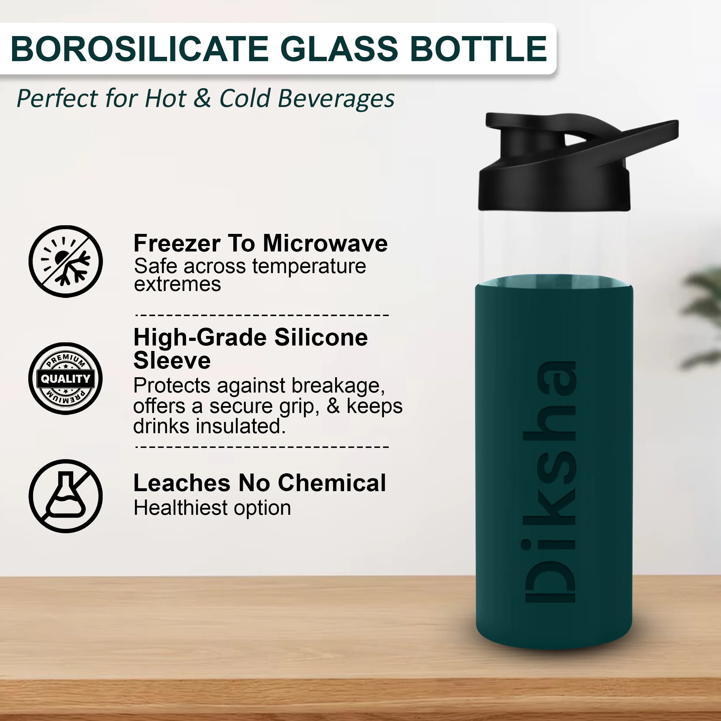 Personalized Pure Wrap Borosilicate Sipper Bottle - 550ML
