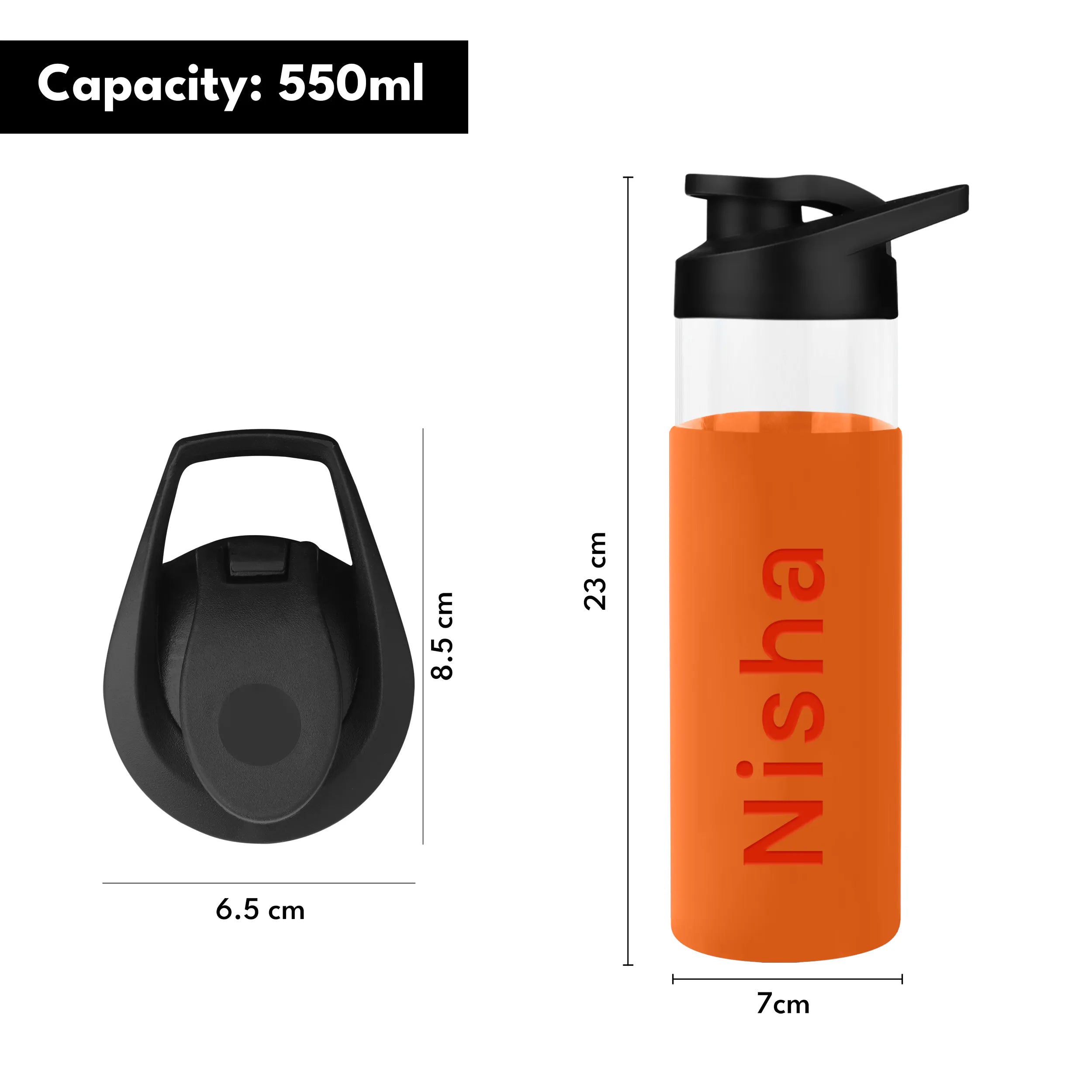 Personalized Pure Wrap Borosilicate Sipper Bottle - 550ML