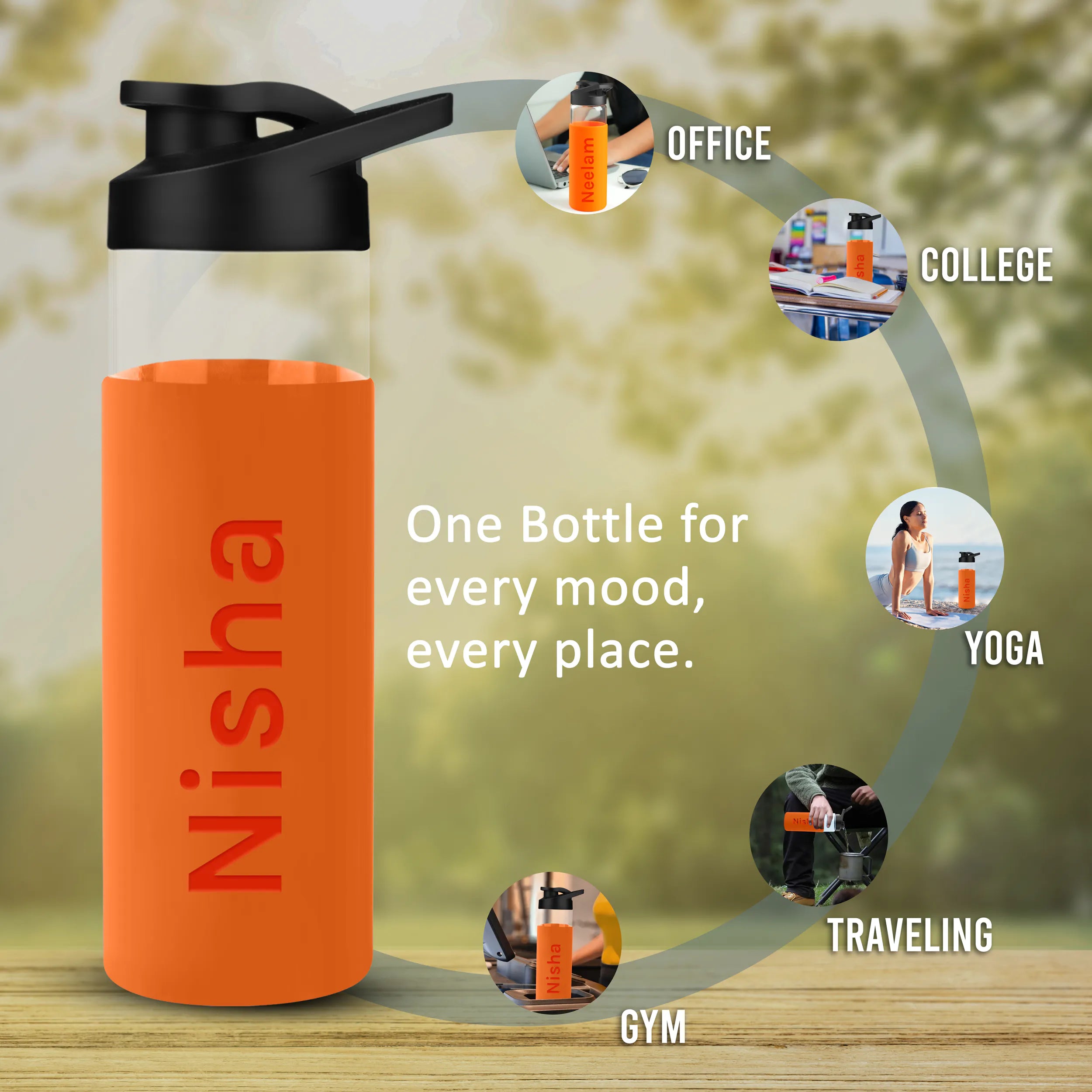 Personalized Pure Wrap Borosilicate Sipper Bottle - 550ML