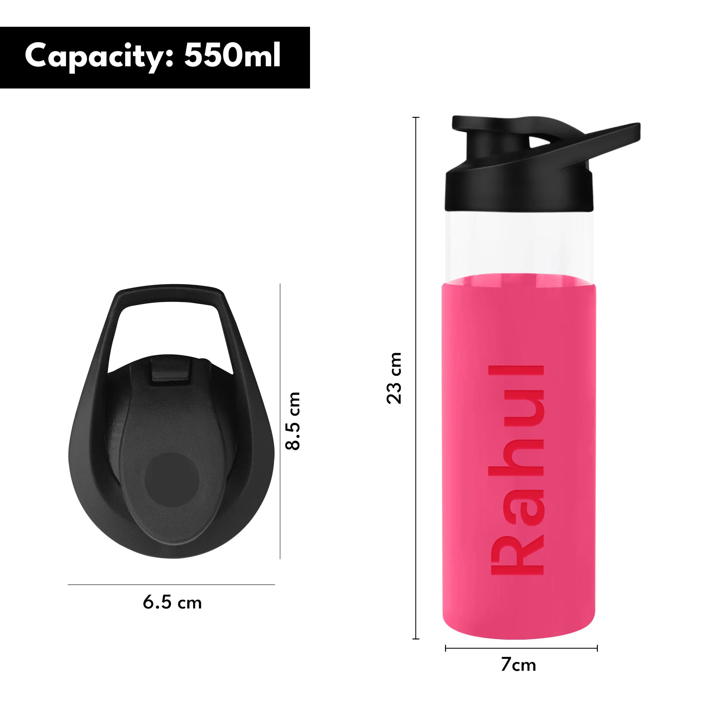 Personalized Pure Wrap Borosilicate Sipper Bottle - 550ML