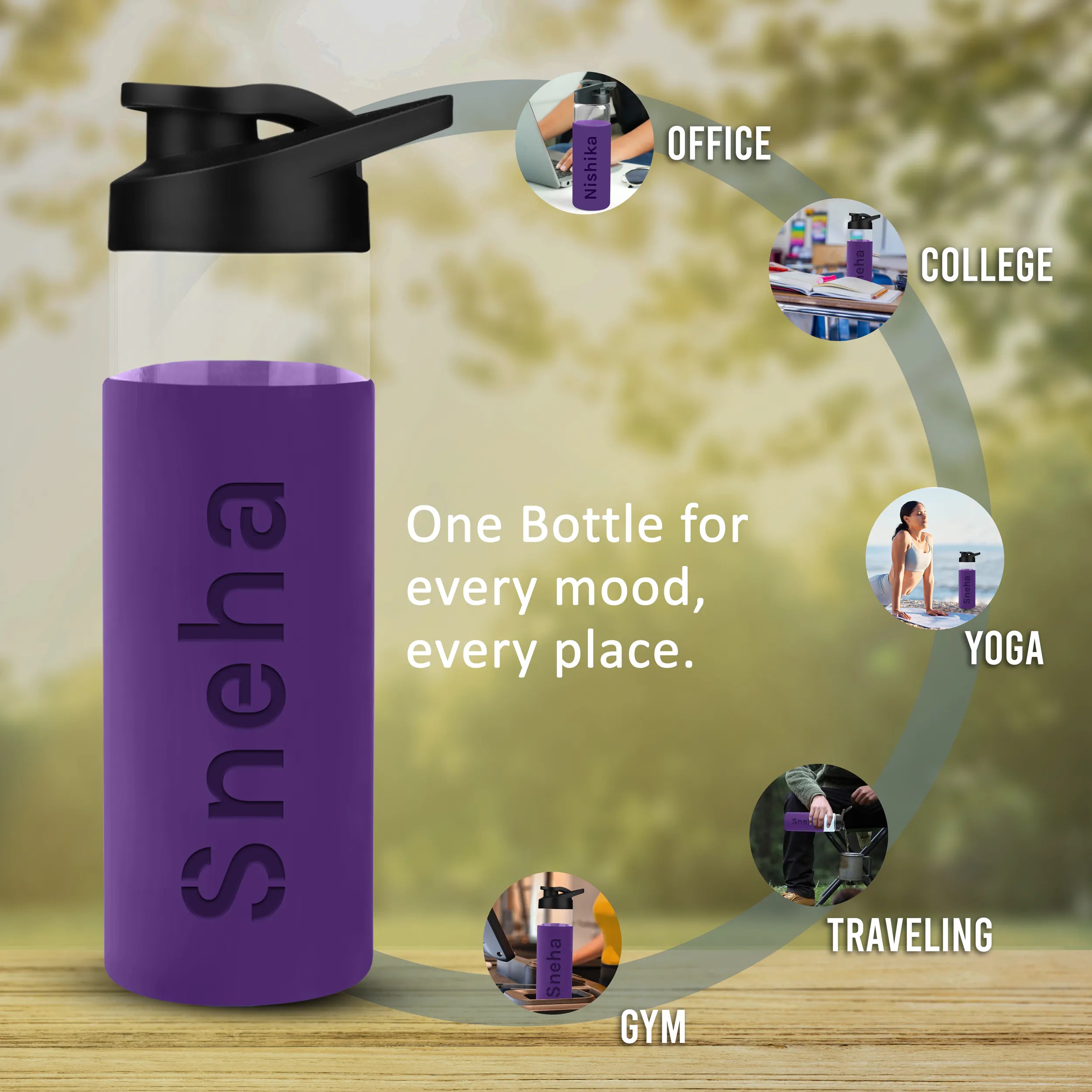 Personalized Pure Wrap Borosilicate Sipper Bottle - 550ML