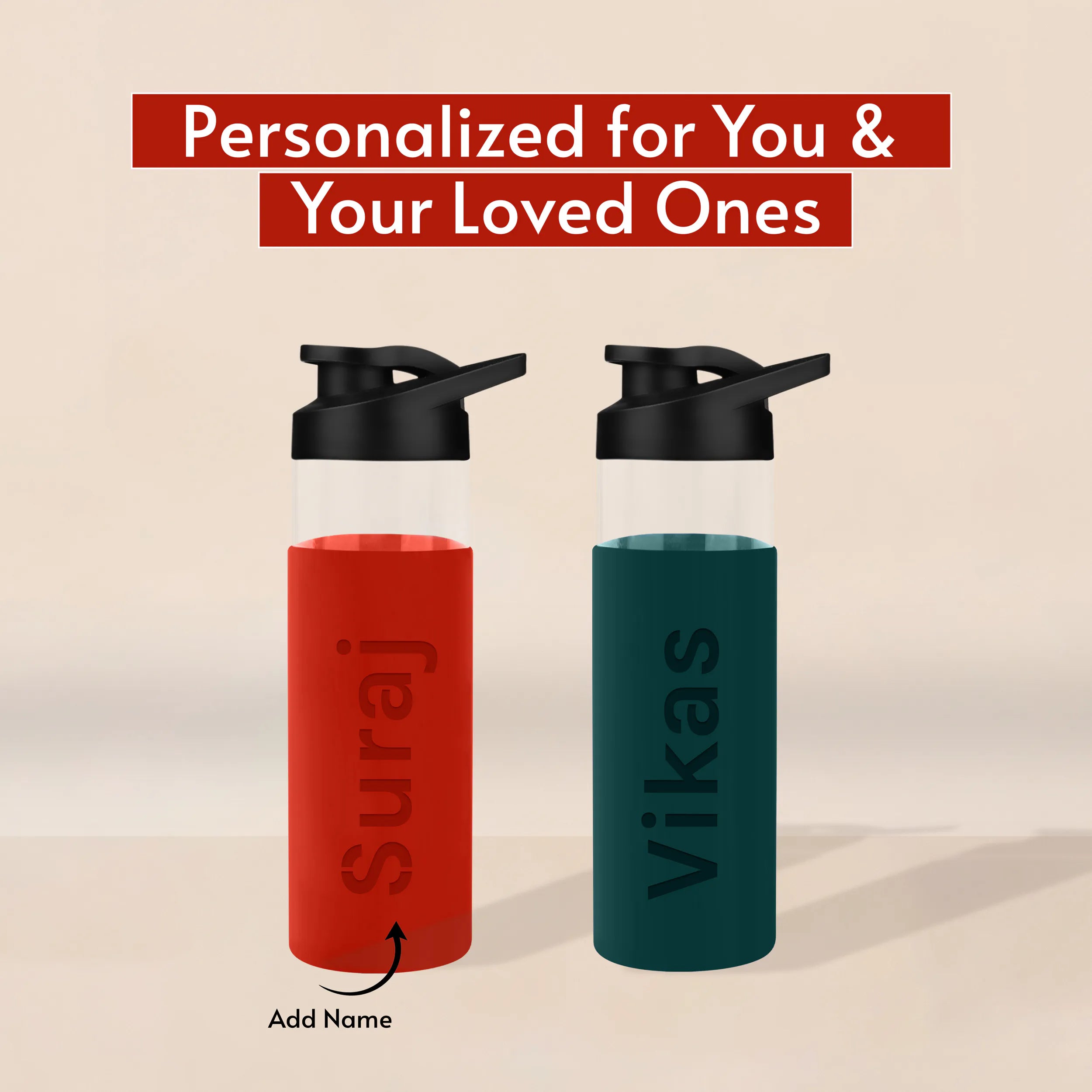 Personalized Pure Wrap Borosilicate Sipper Bottle - 550ML
