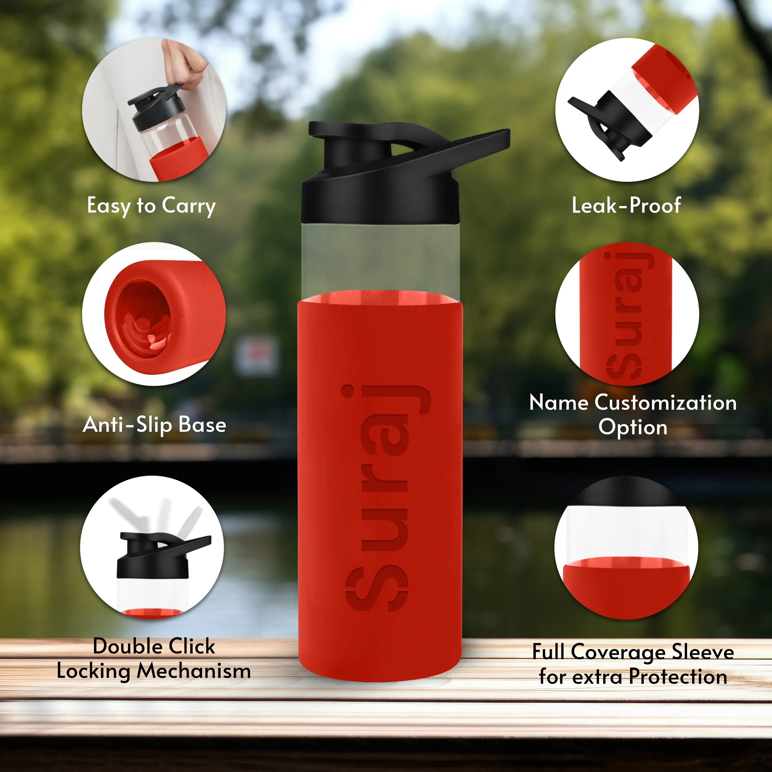 Personalized Pure Wrap Borosilicate Sipper Bottle - 550ML