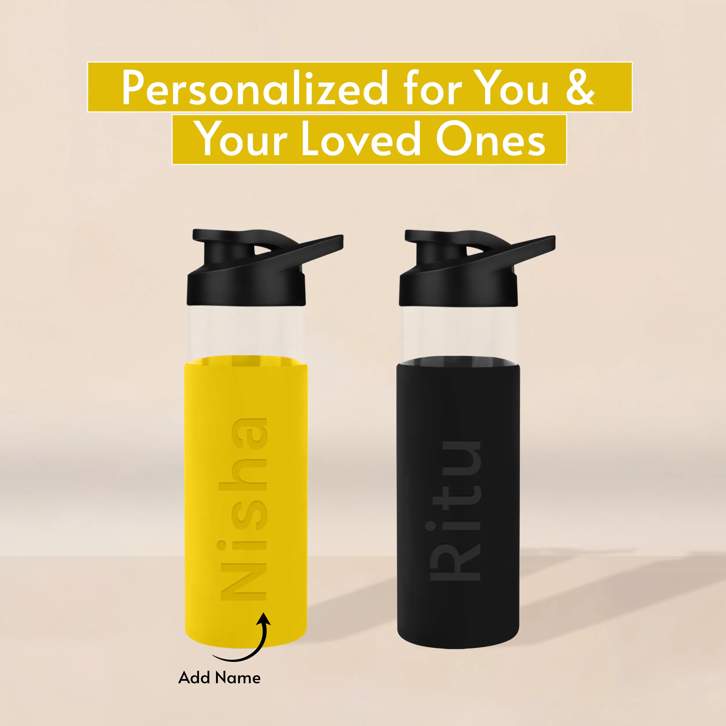 Personalized Pure Wrap Borosilicate Sipper Bottle - 550ML