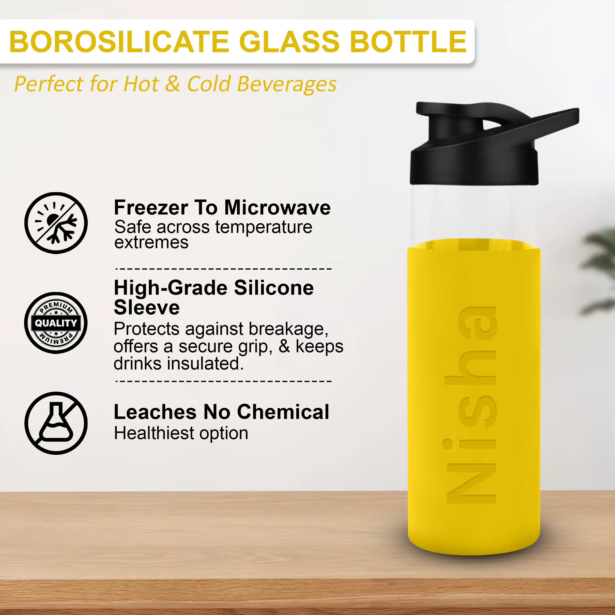 Personalized Pure Wrap Borosilicate Sipper Bottle - 550ML