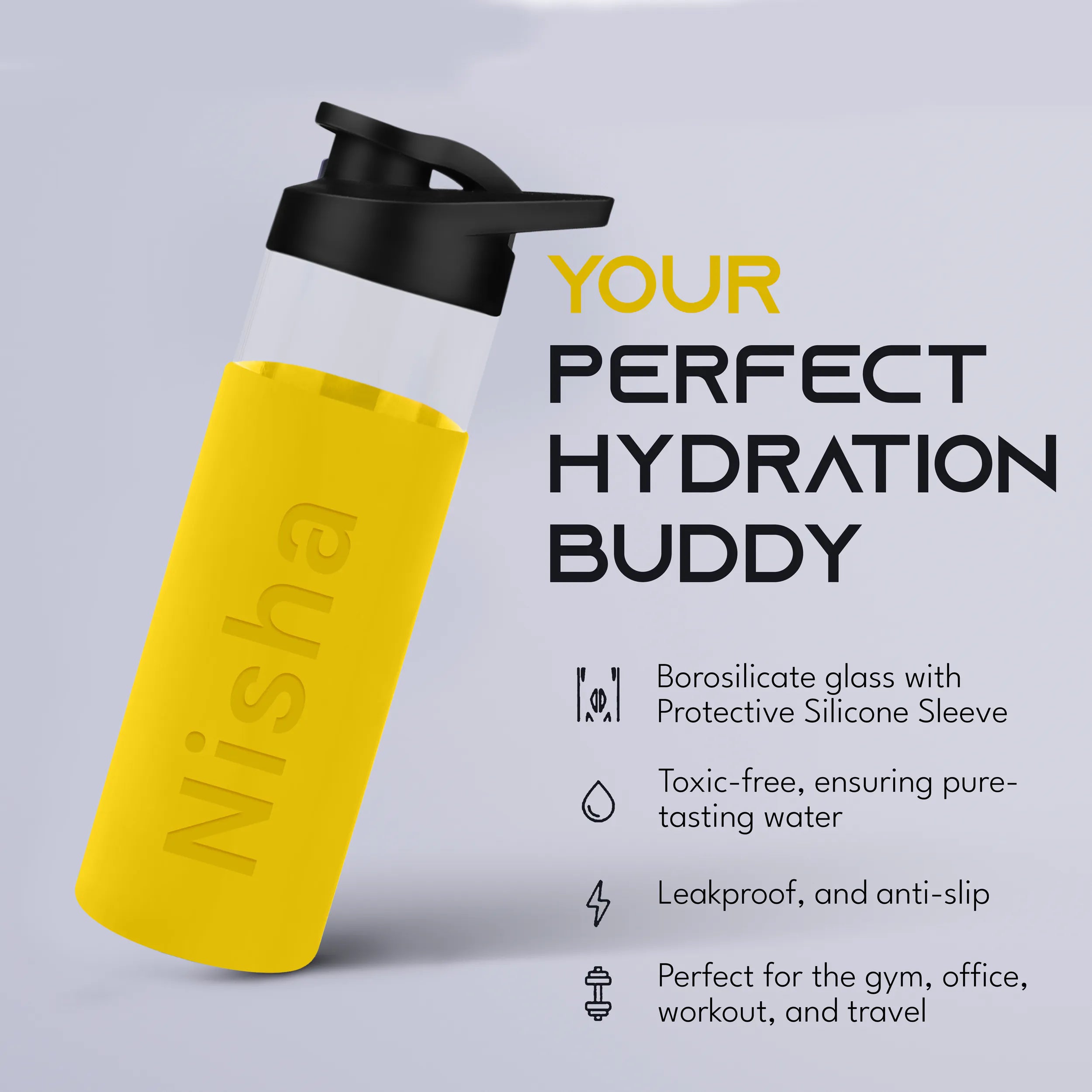 Personalized Pure Wrap Borosilicate Sipper Bottle - 550ML