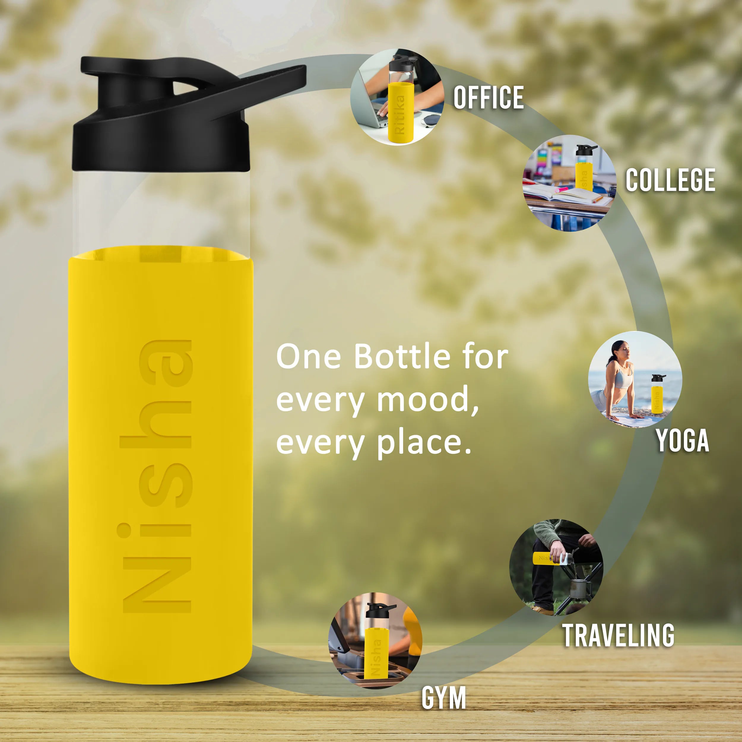 Personalized Pure Wrap Borosilicate Sipper Bottle - 550ML