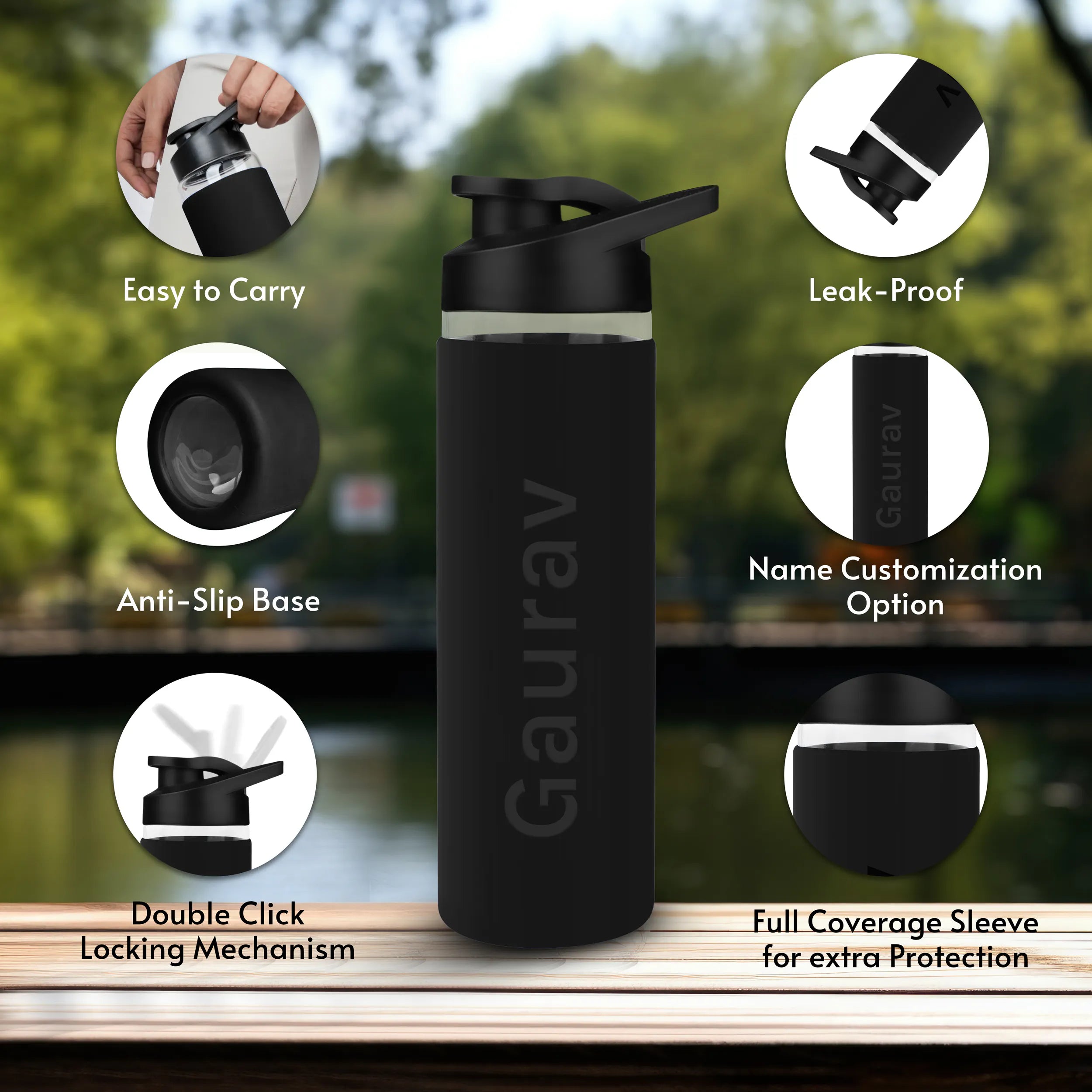 Personalized Pure Wrap Borosilicate Sipper Bottle - 750ML
