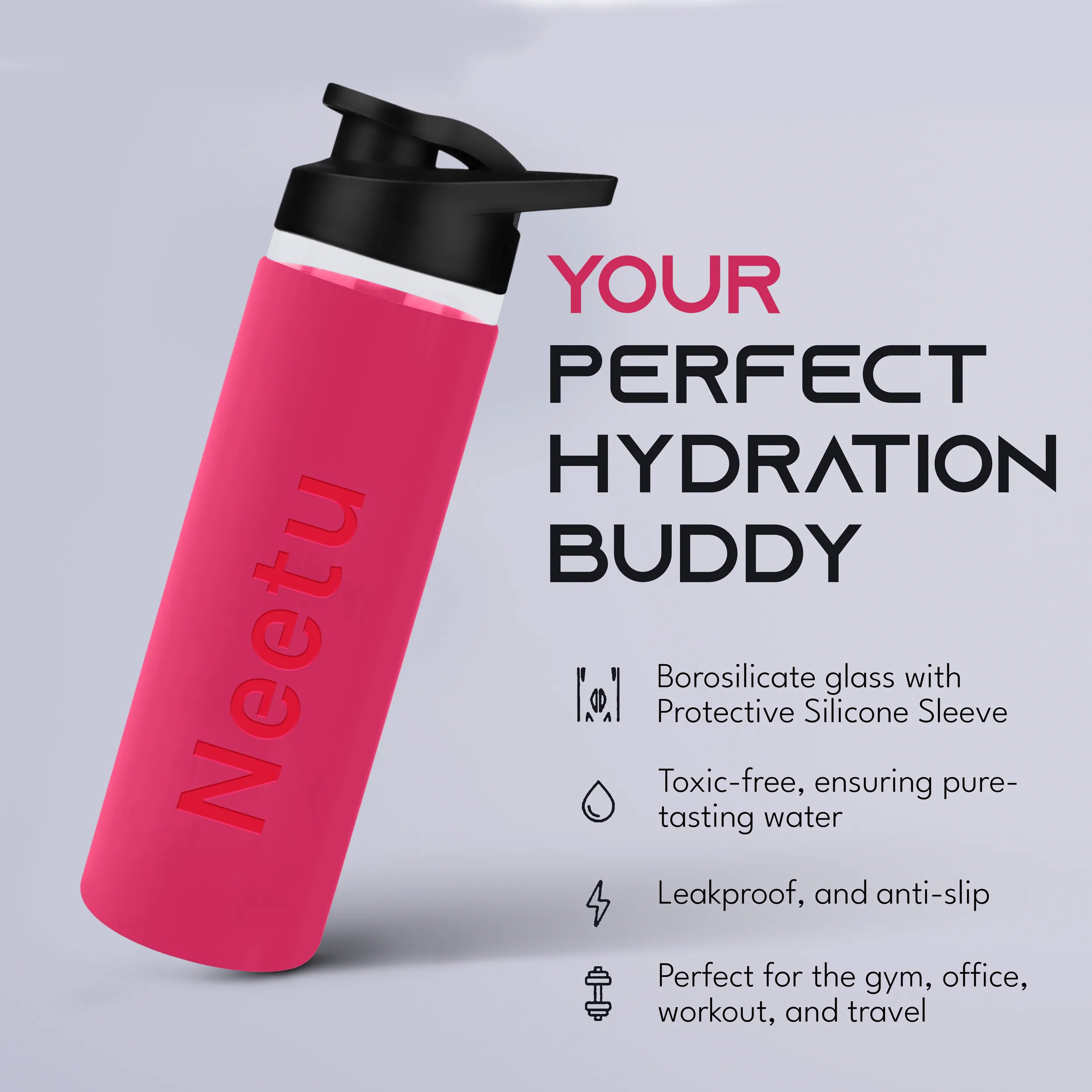 Personalized Pure Wrap Borosilicate Sipper Bottle - 750ML
