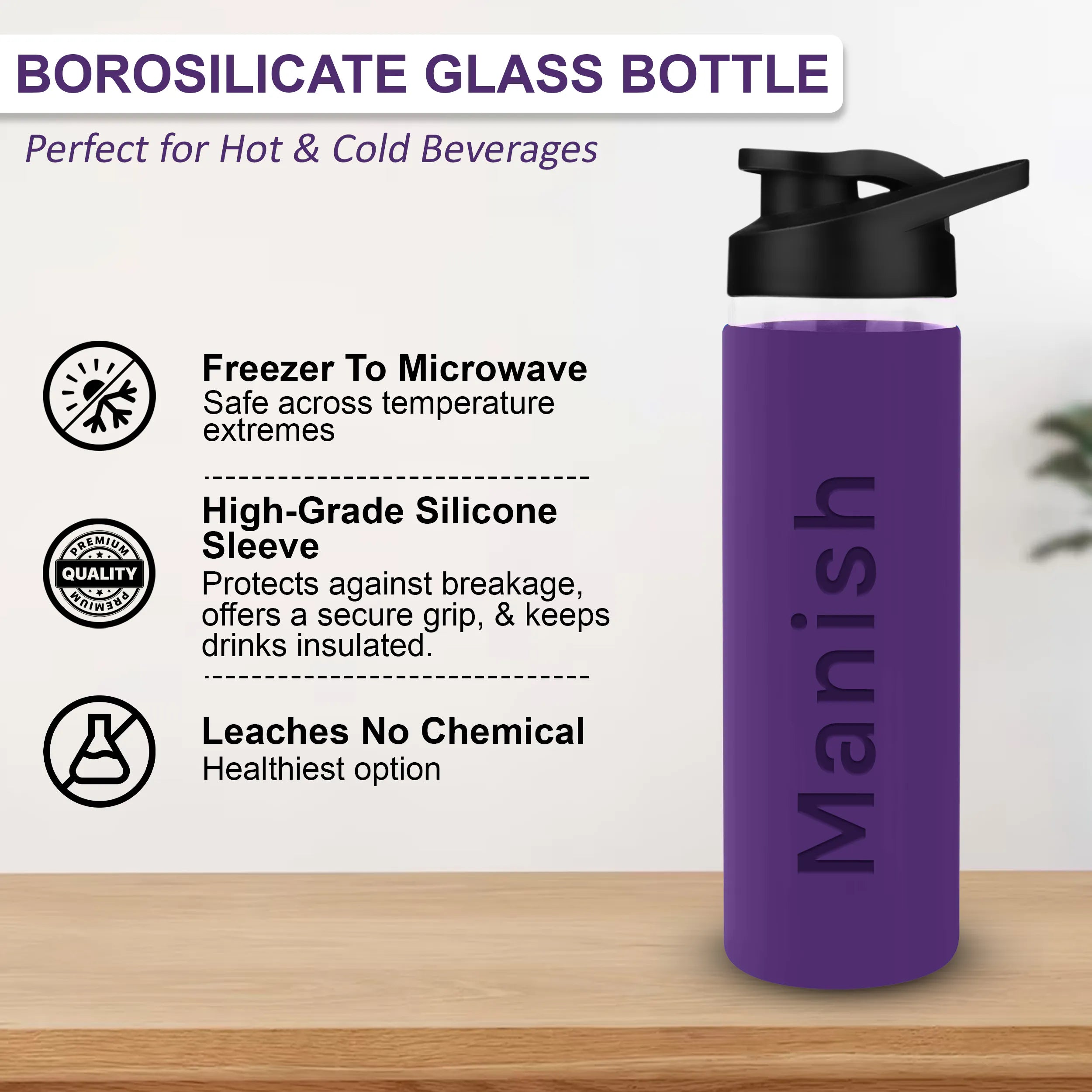 Personalized Pure Wrap Borosilicate Sipper Bottle - 750ML