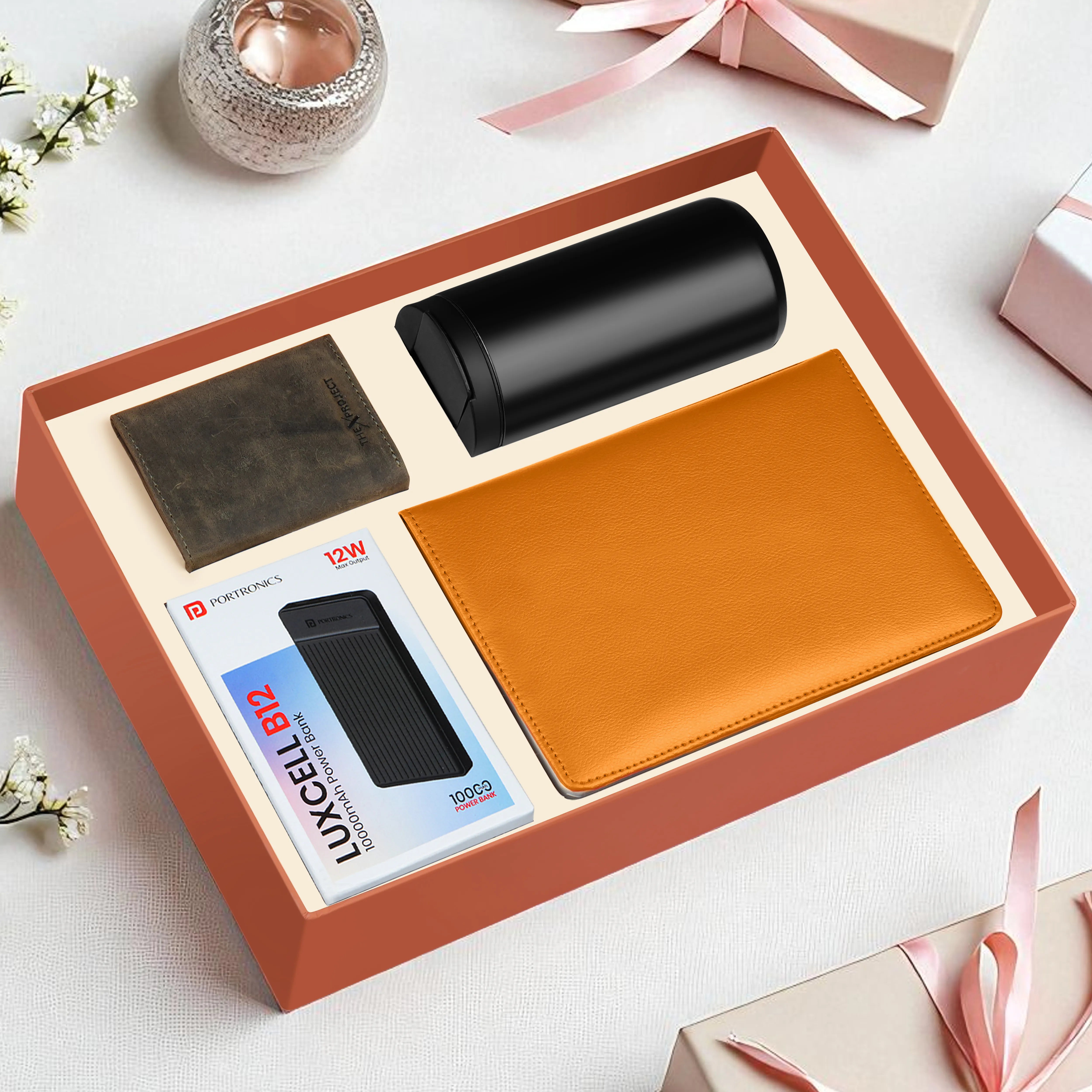 Diary Tumbler Cardholder And Power Bank Gift Hamper For Him