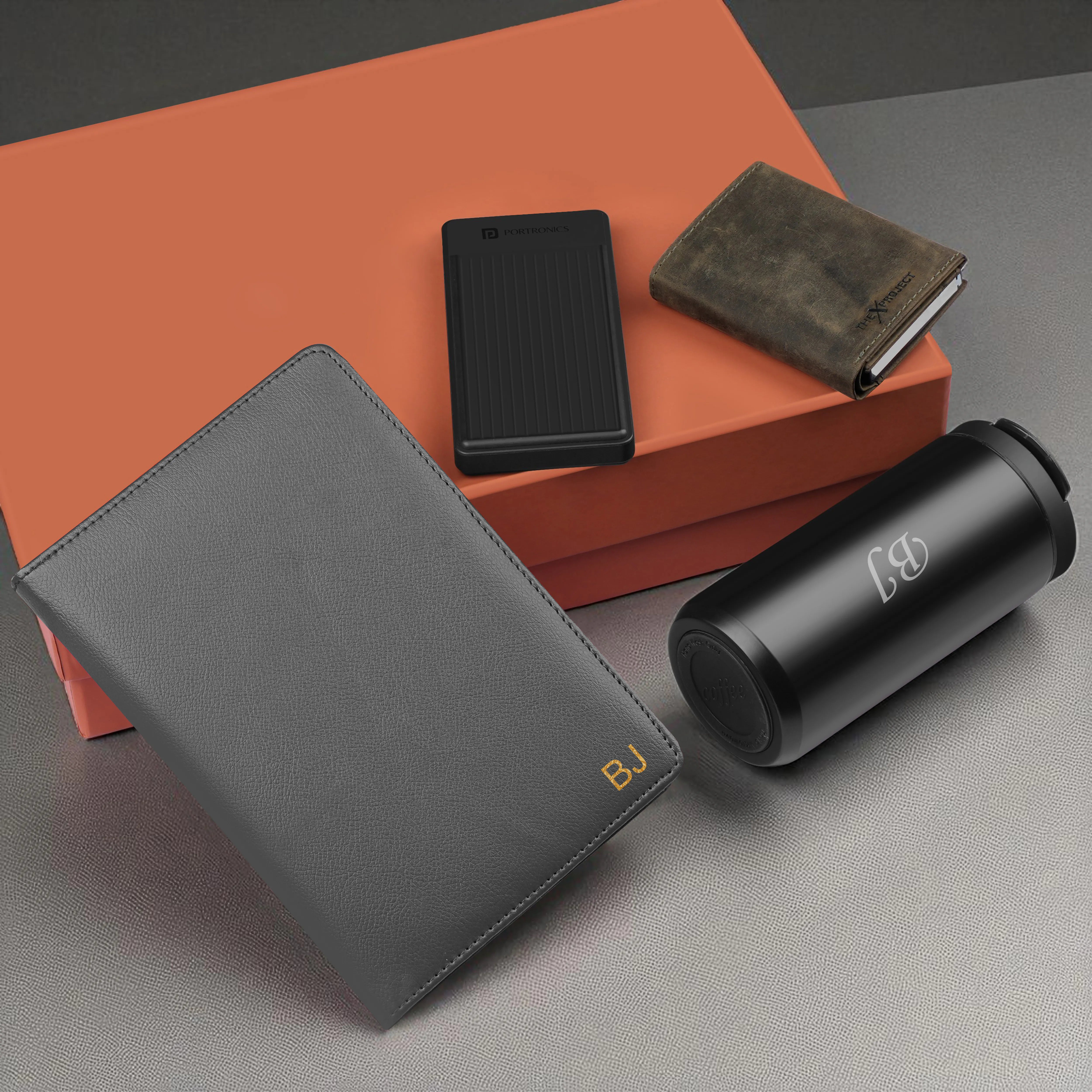Diary Tumbler Cardholder And Power Bank Gift Hamper For Him