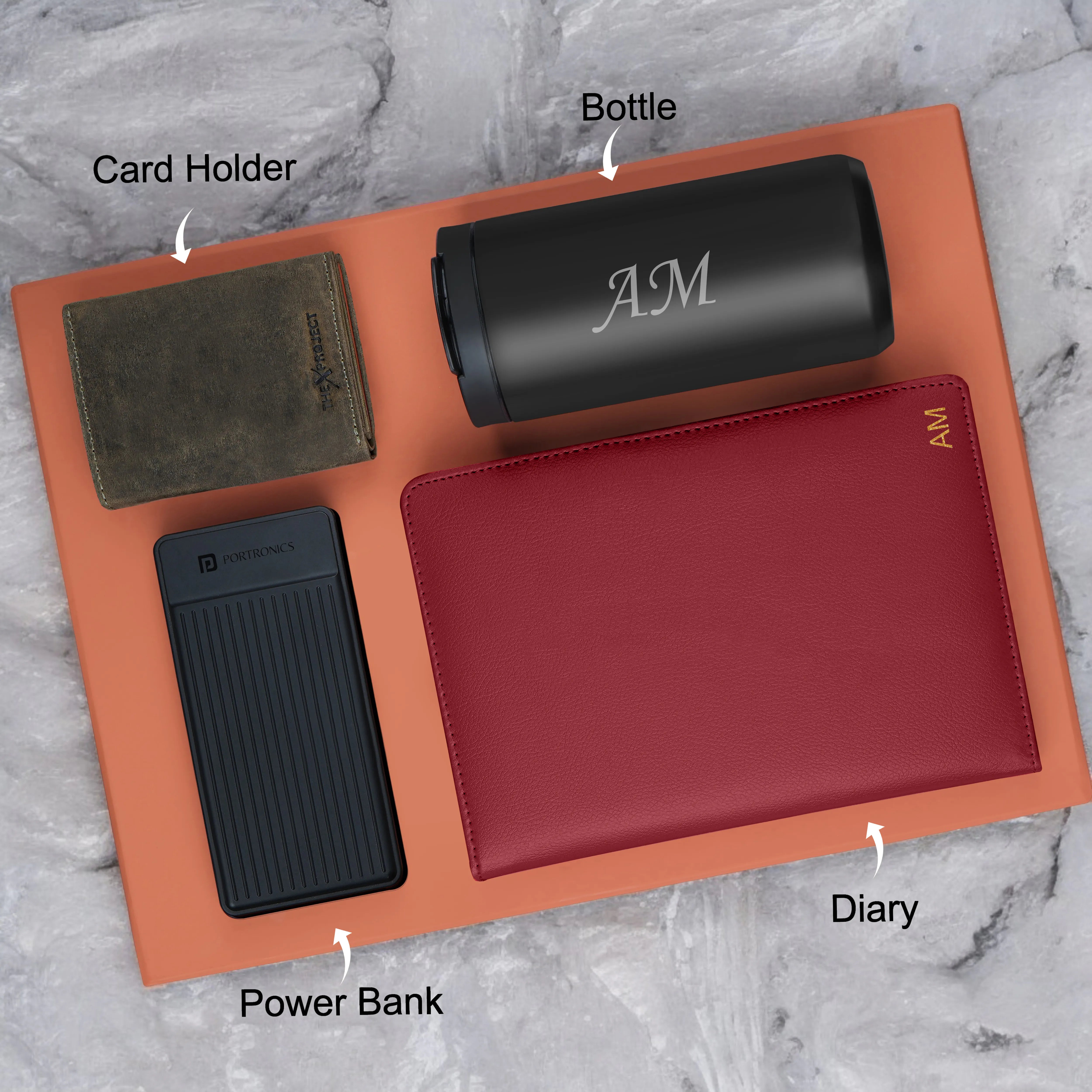 Diary Tumbler Cardholder And Power Bank Gift Hamper For Him